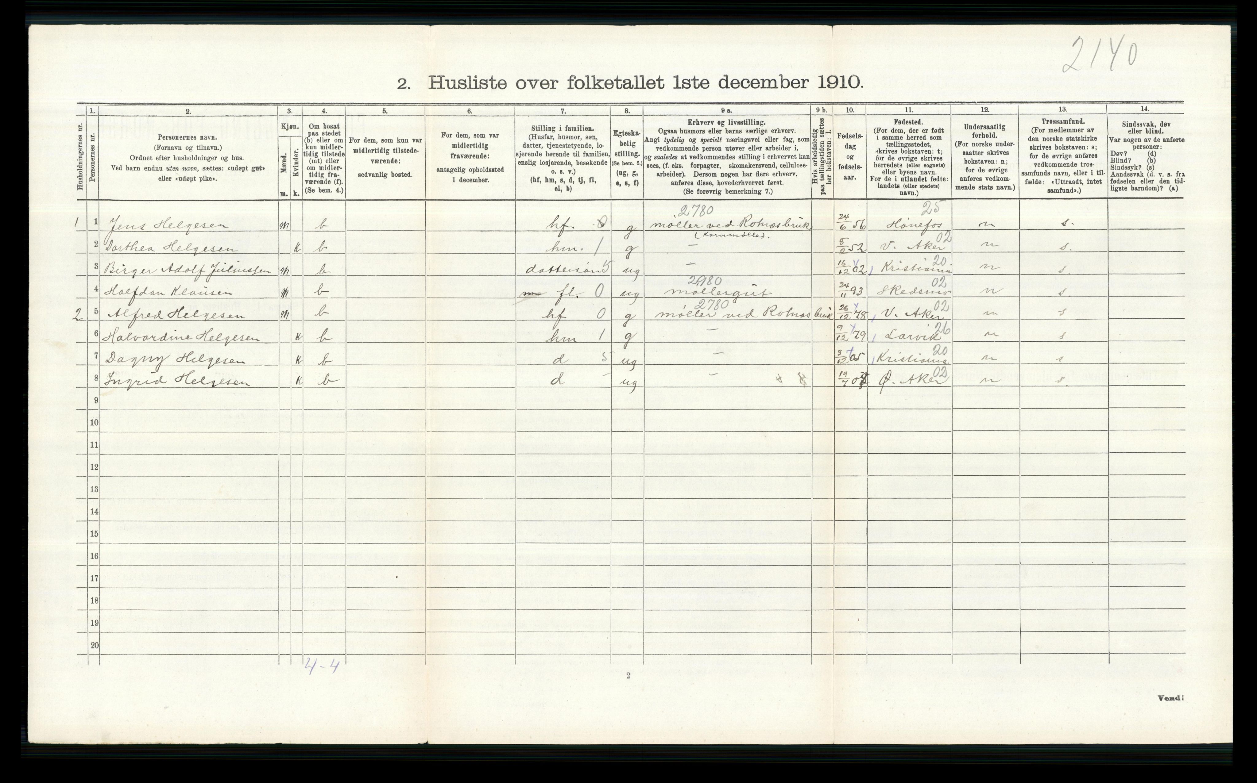 RA, 1910 census for Nittedal, 1910, p. 446