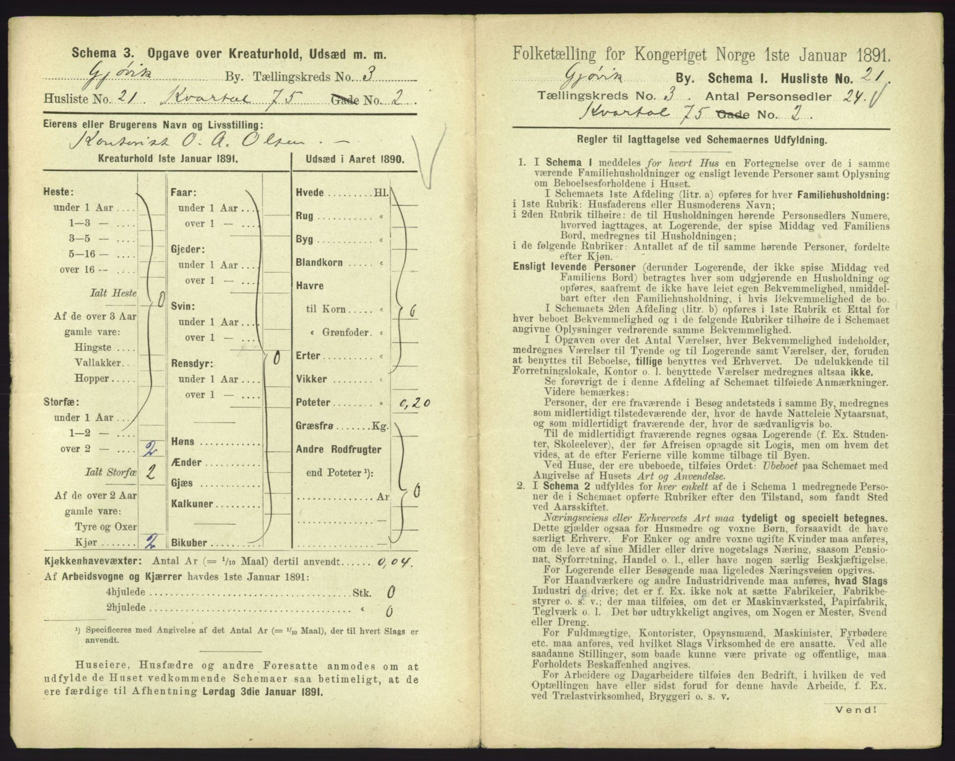 RA, 1891 census for 0502 Gjøvik, 1891, p. 170