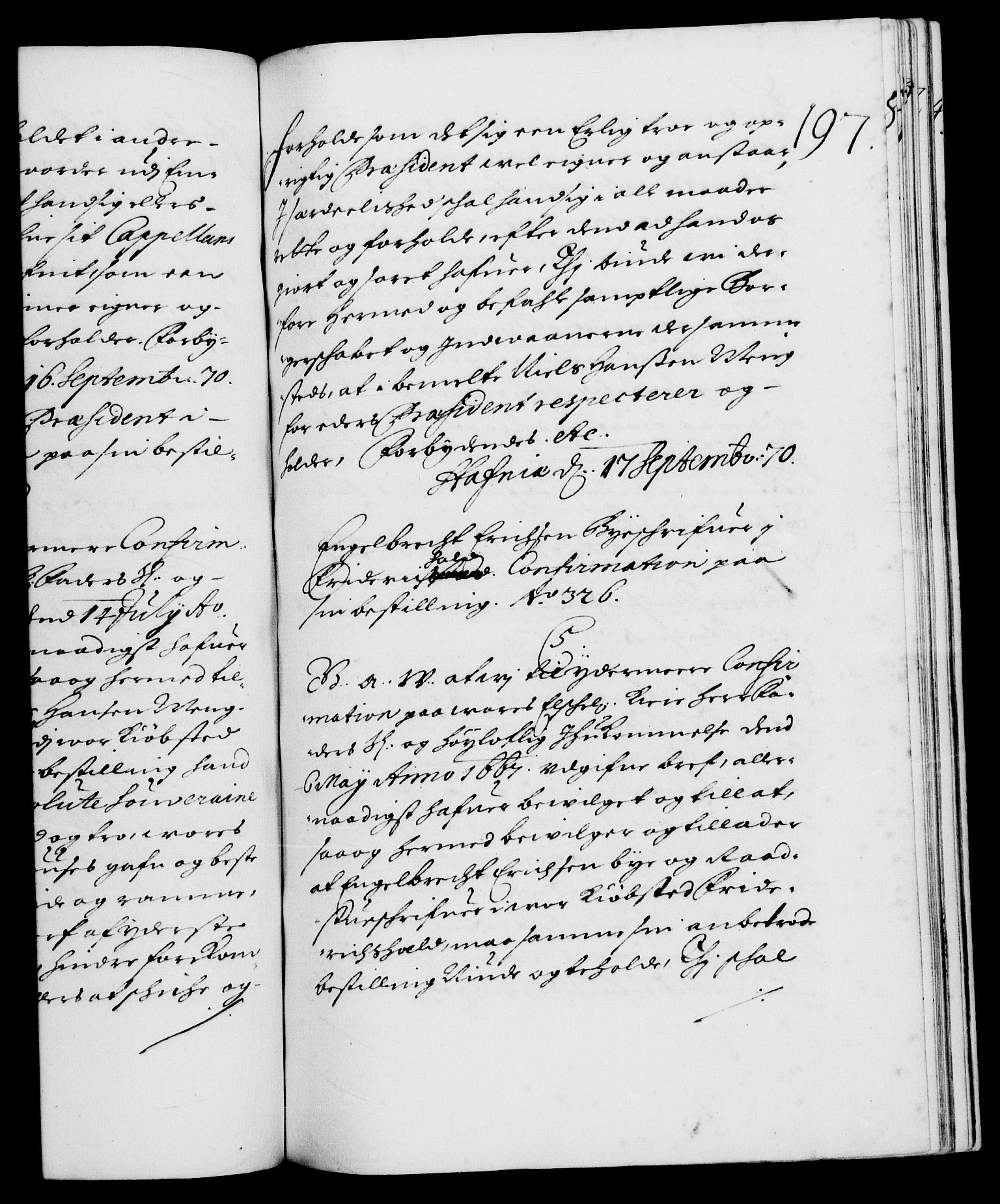 Danske Kanselli 1572-1799, RA/EA-3023/F/Fc/Fca/Fcaa/L0011: Norske registre (mikrofilm), 1670-1673, p. 197a