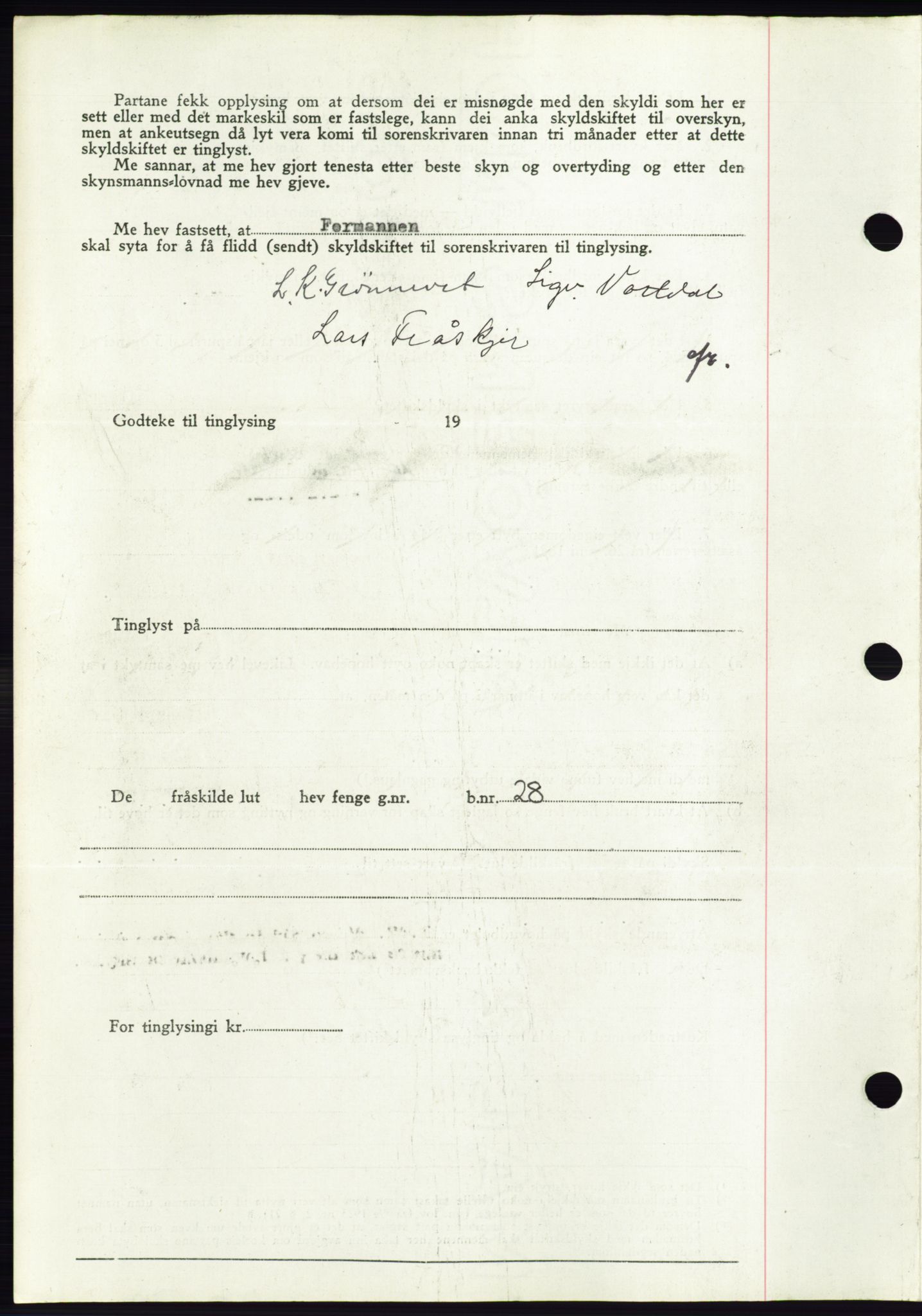 Søre Sunnmøre sorenskriveri, AV/SAT-A-4122/1/2/2C/L0075: Mortgage book no. 1A, 1943-1943, Diary no: : 1088/1943