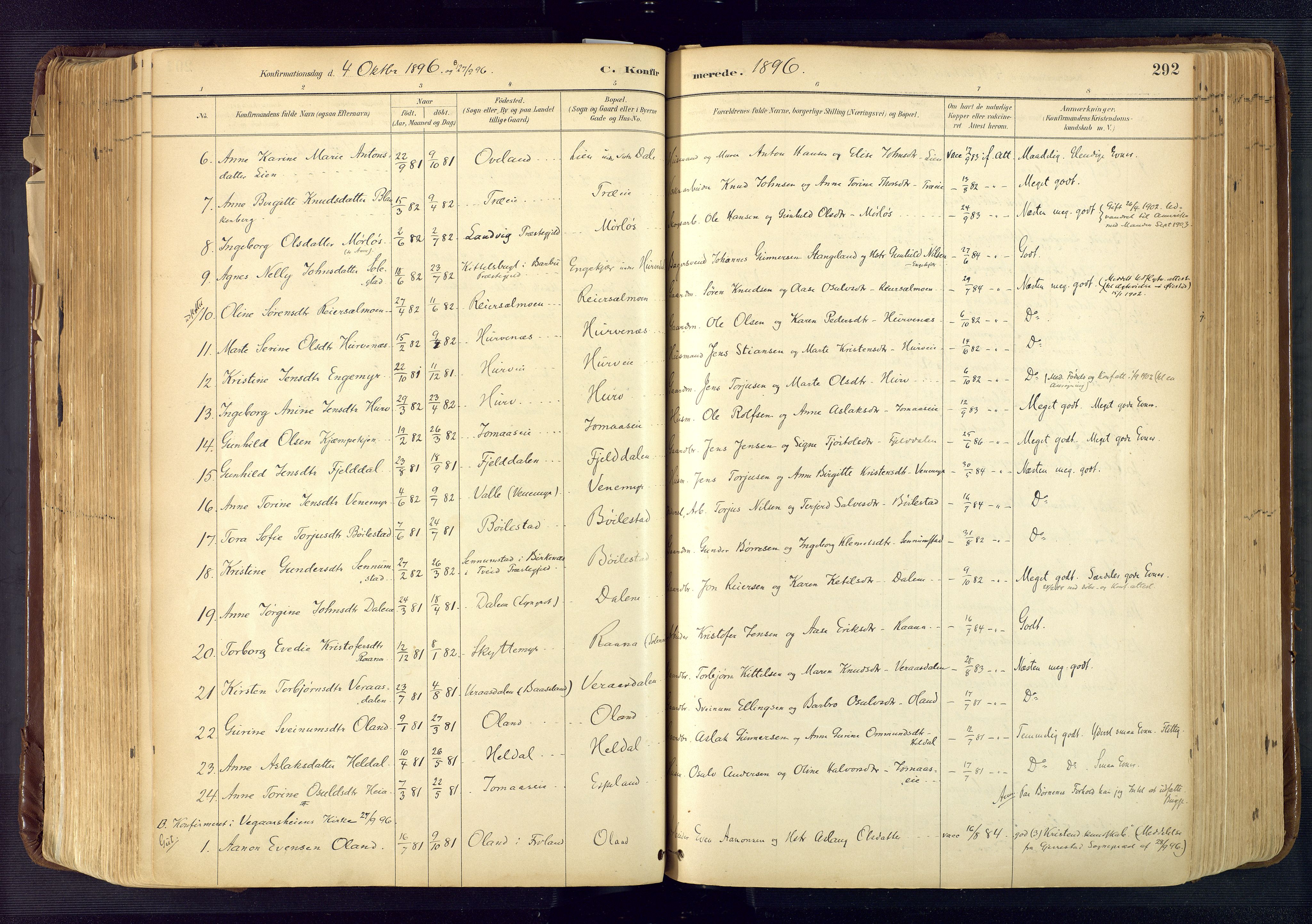 Froland sokneprestkontor, SAK/1111-0013/F/Fa/L0005: Parish register (official) no. A 5, 1882-1921, p. 292