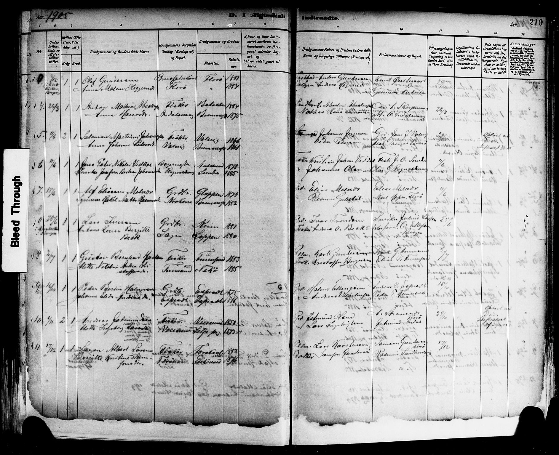 Kinn sokneprestembete, SAB/A-80801/H/Hab/Haba/L0002: Parish register (copy) no. A 2, 1882-1906, p. 219