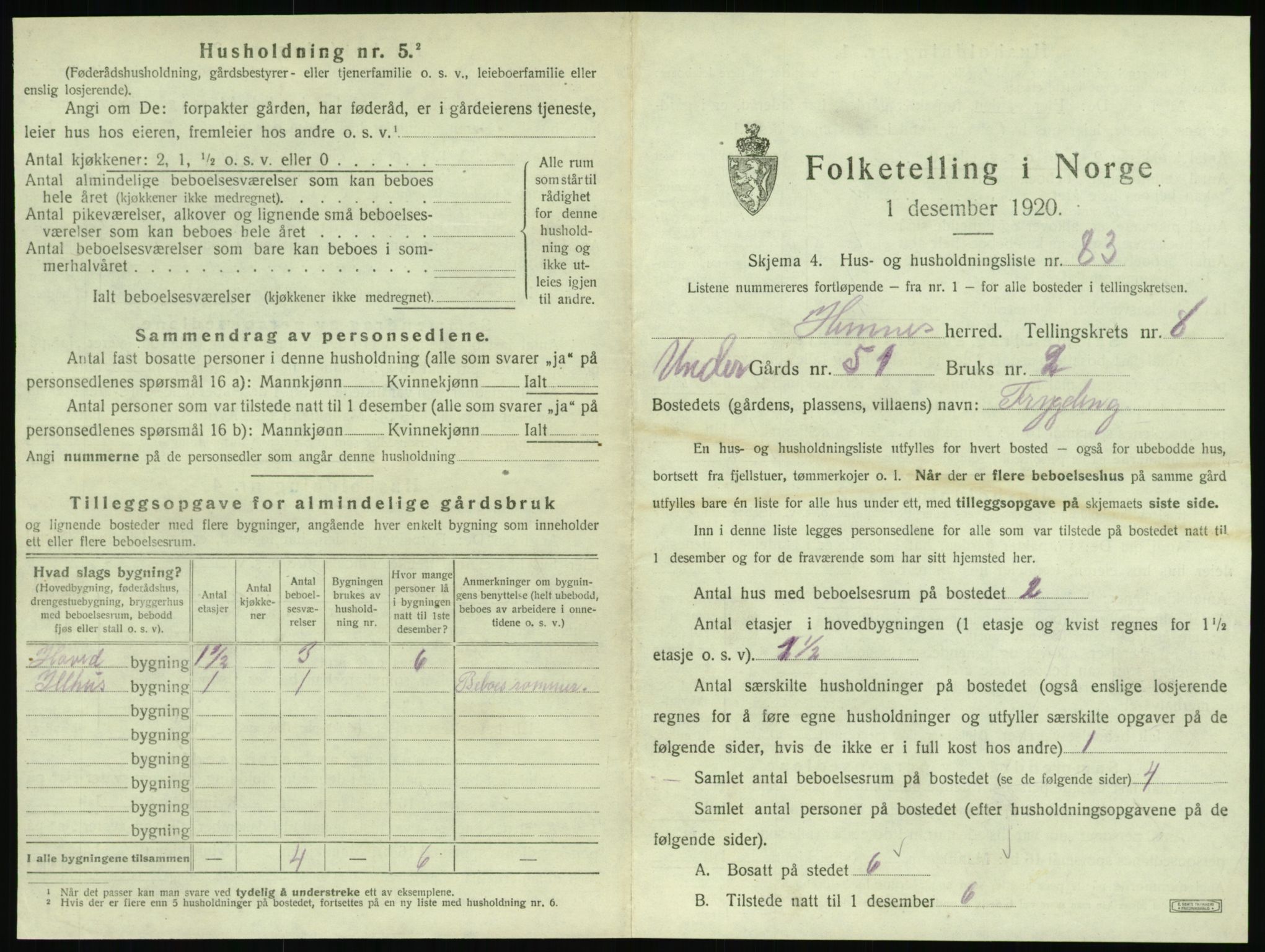 SAT, 1920 census for Hemnes, 1920, p. 1286