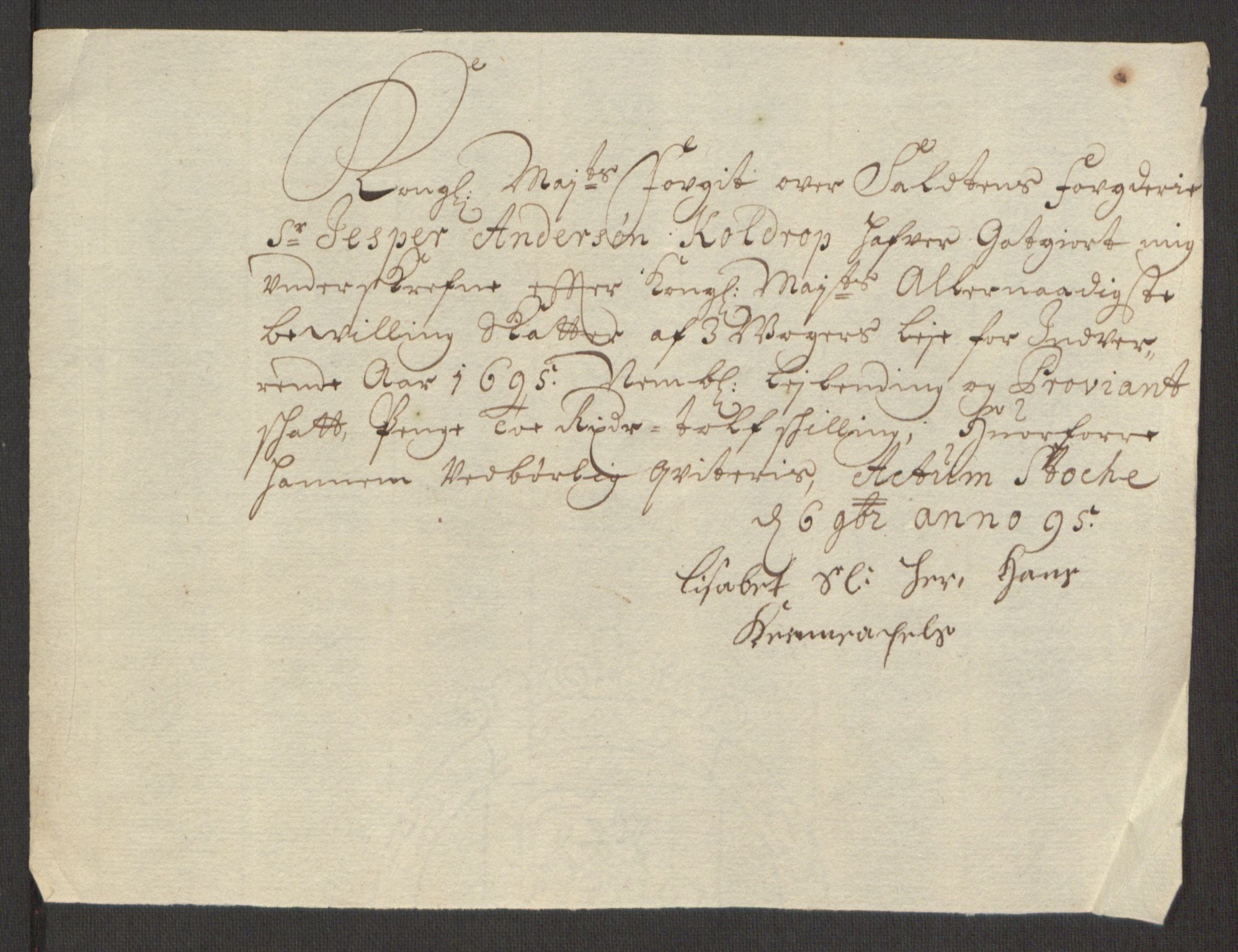 Rentekammeret inntil 1814, Reviderte regnskaper, Fogderegnskap, AV/RA-EA-4092/R66/L4578: Fogderegnskap Salten, 1694-1696, p. 186