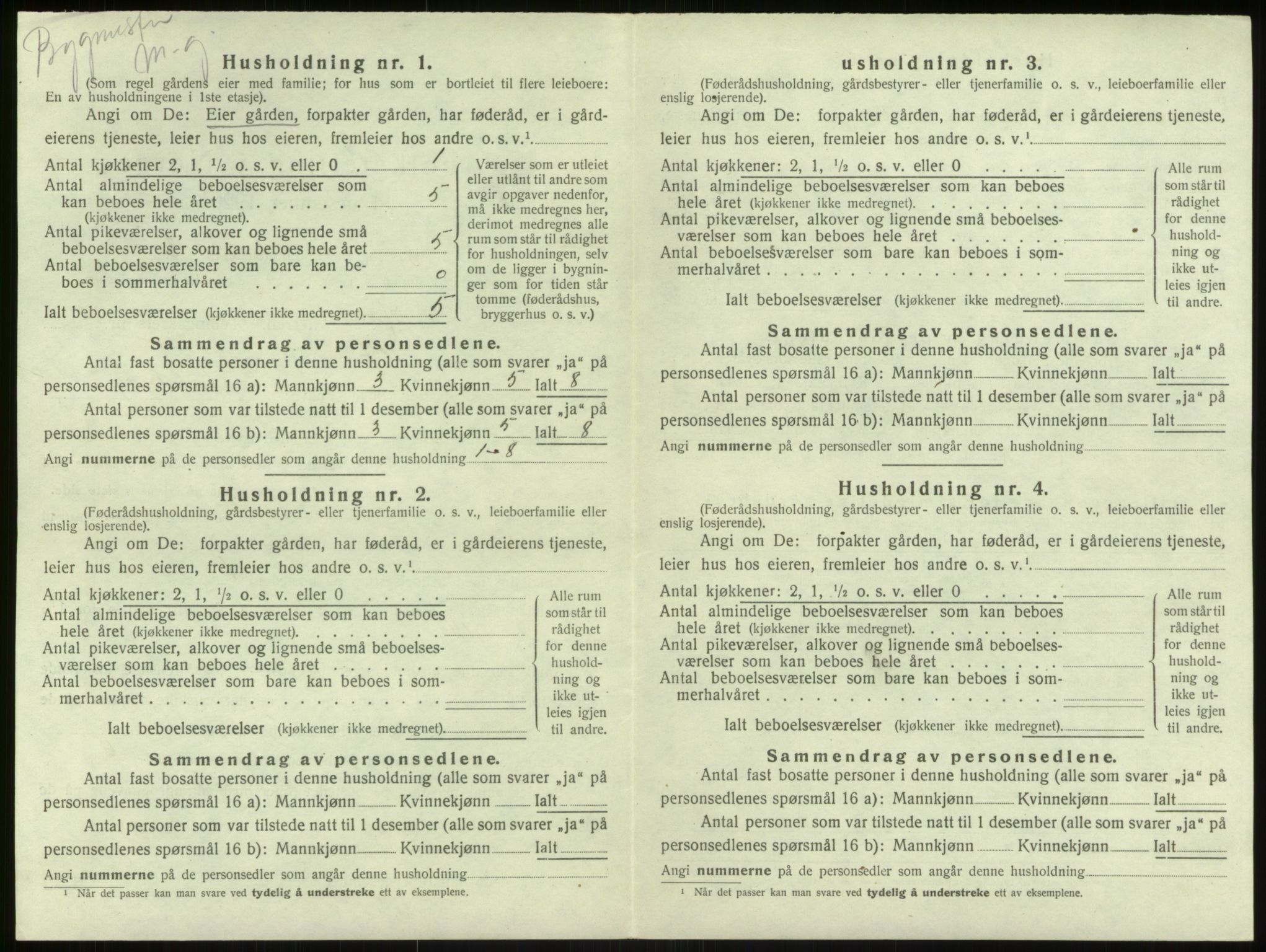 SAB, 1920 census for Haus, 1920, p. 1551