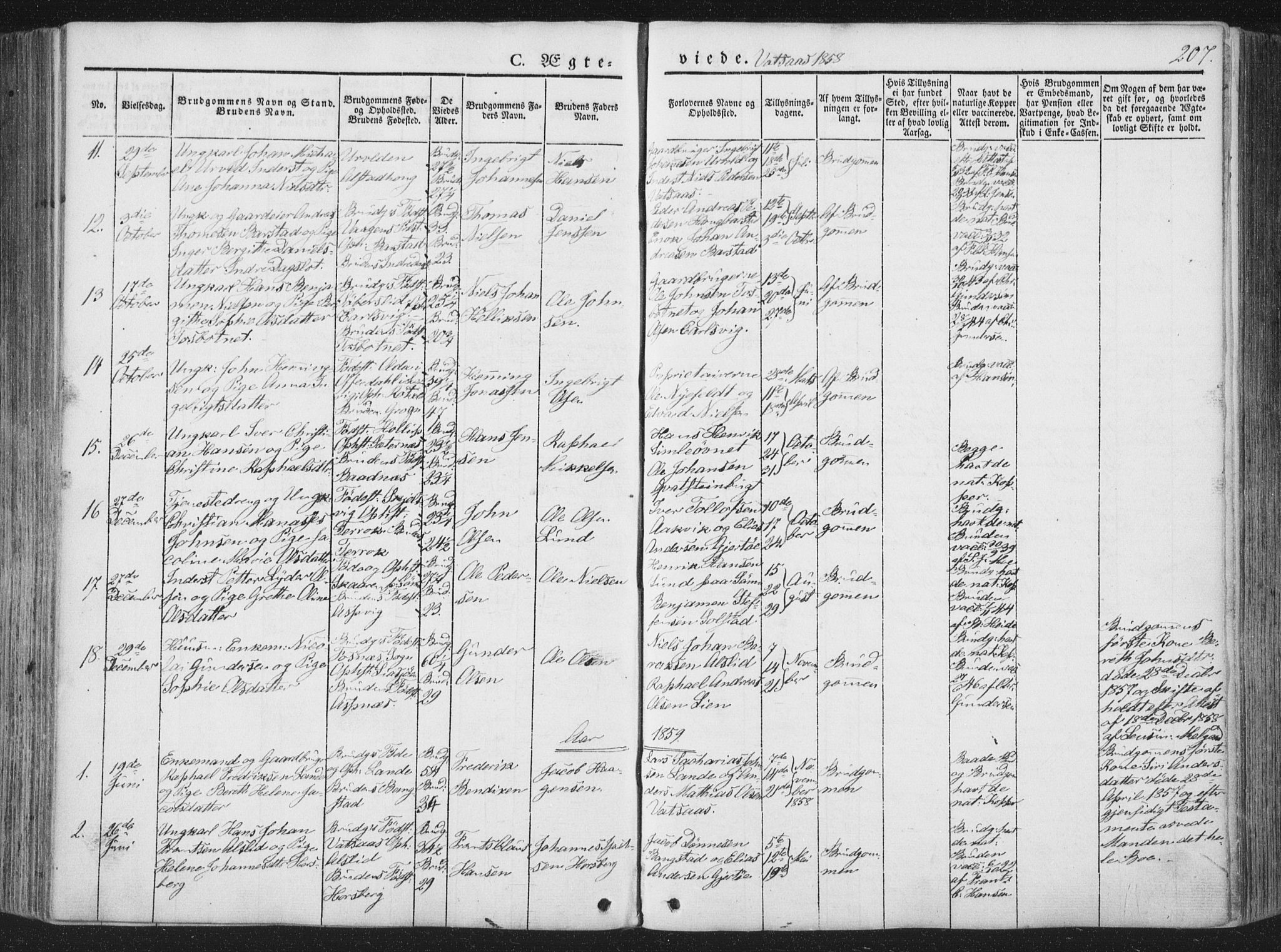 Ministerialprotokoller, klokkerbøker og fødselsregistre - Nordland, SAT/A-1459/810/L0144: Parish register (official) no. 810A07 /1, 1841-1862, p. 207
