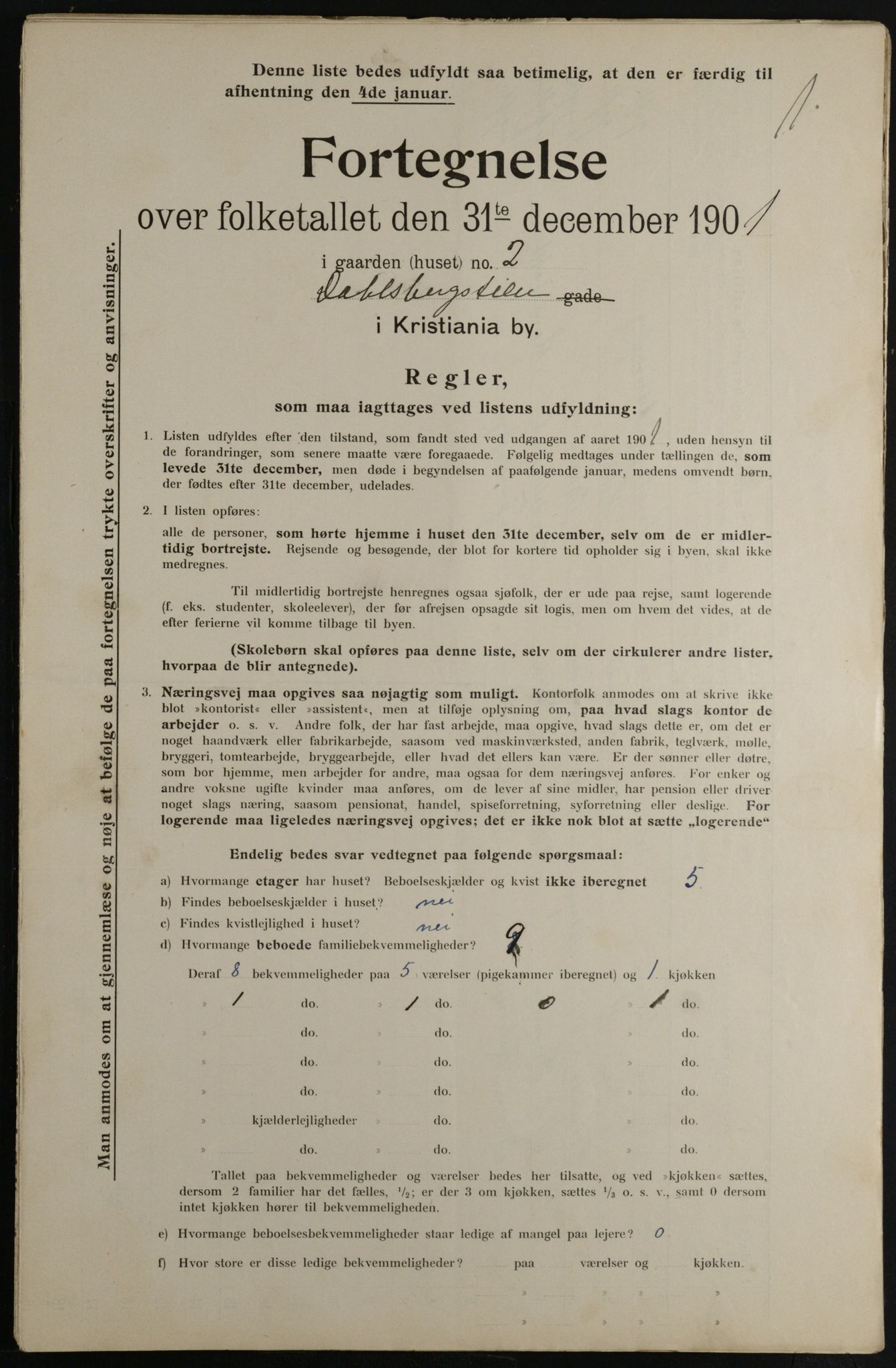 OBA, Municipal Census 1901 for Kristiania, 1901, p. 2257