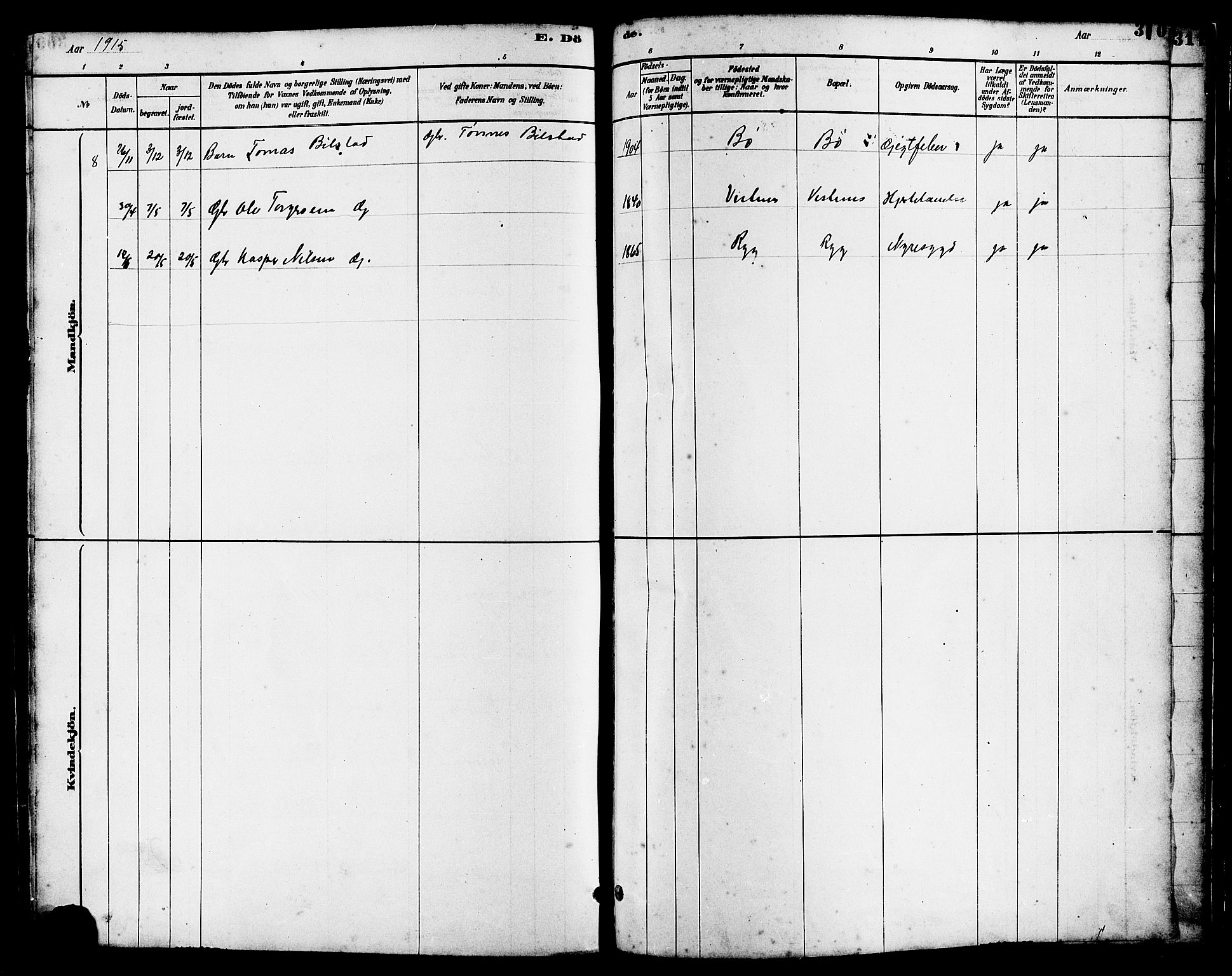 Hetland sokneprestkontor, SAST/A-101826/30/30BB/L0006: Parish register (copy) no. B 6, 1878-1921, p. 310