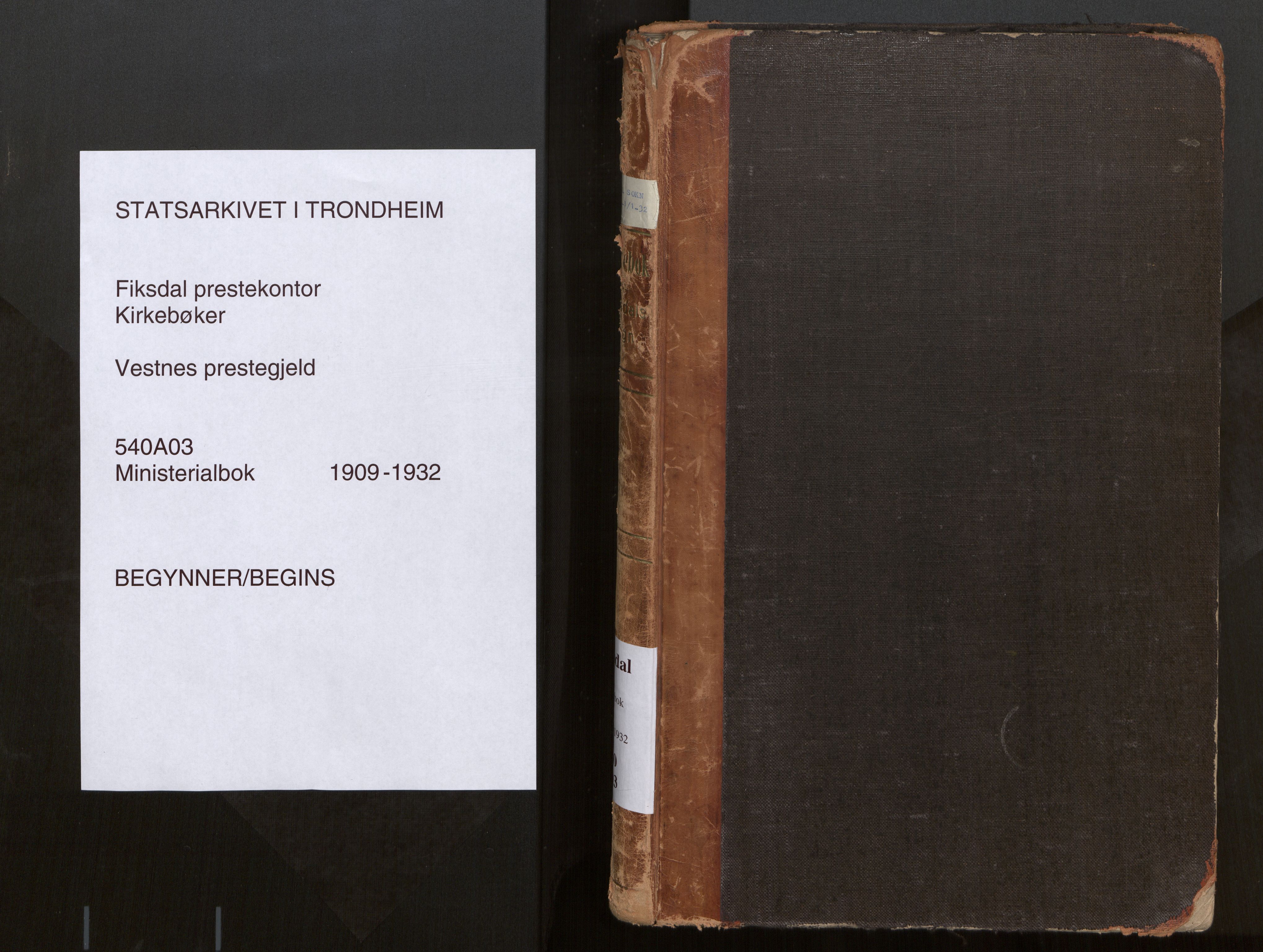 Ministerialprotokoller, klokkerbøker og fødselsregistre - Møre og Romsdal, SAT/A-1454/540/L0540b: Parish register (official) no. 540A03, 1909-1932