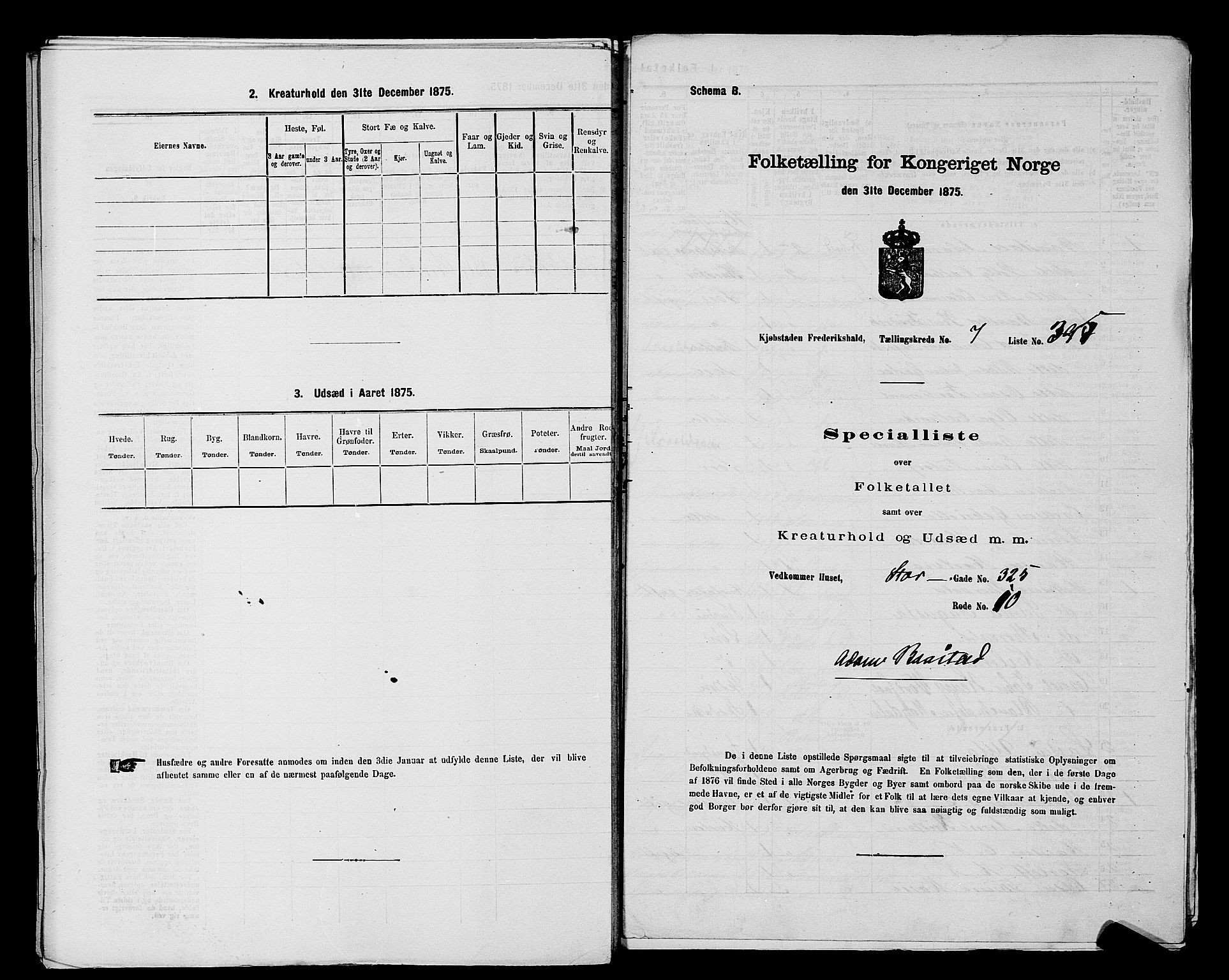 RA, 1875 census for 0101P Fredrikshald, 1875, p. 961