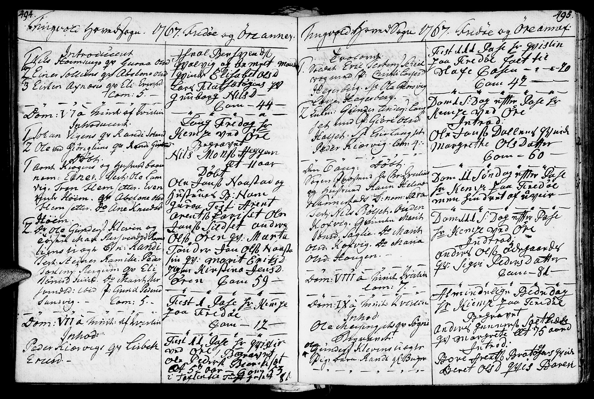 Ministerialprotokoller, klokkerbøker og fødselsregistre - Møre og Romsdal, SAT/A-1454/586/L0979: Parish register (official) no. 586A05, 1751-1776, p. 494-495
