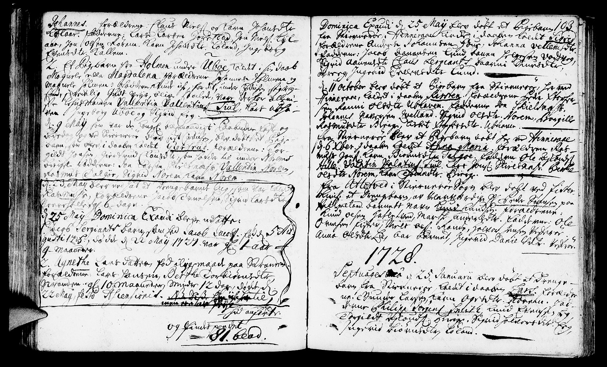 Nedstrand sokneprestkontor, AV/SAST-A-101841/01/IV: Parish register (official) no. A 1 /2, 1724-1740, p. 103