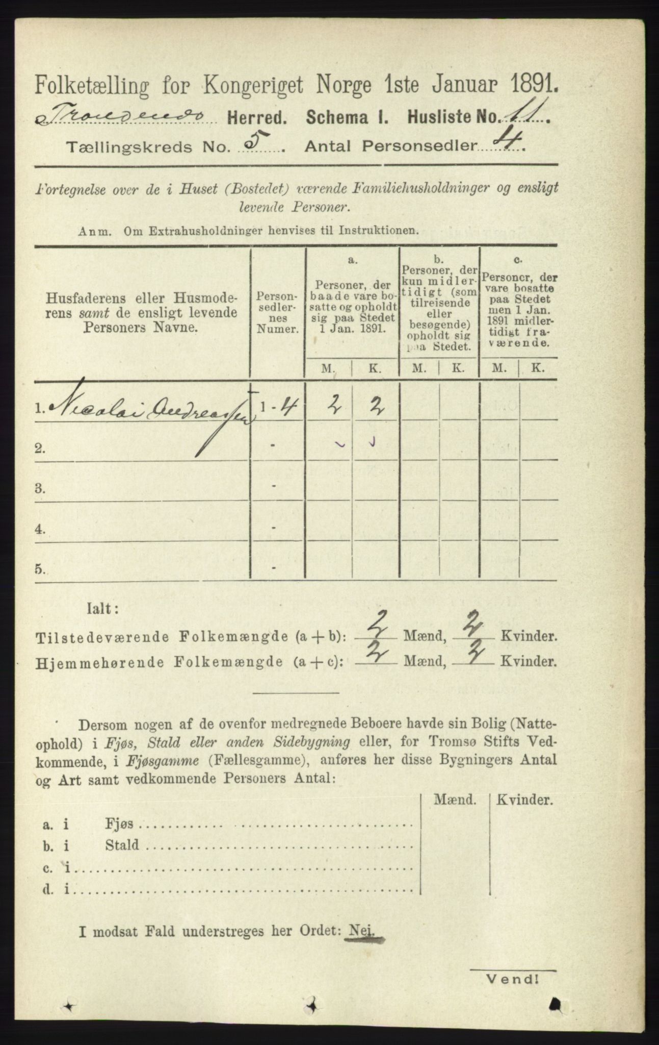 RA, 1891 census for 1914 Trondenes, 1891, p. 2706