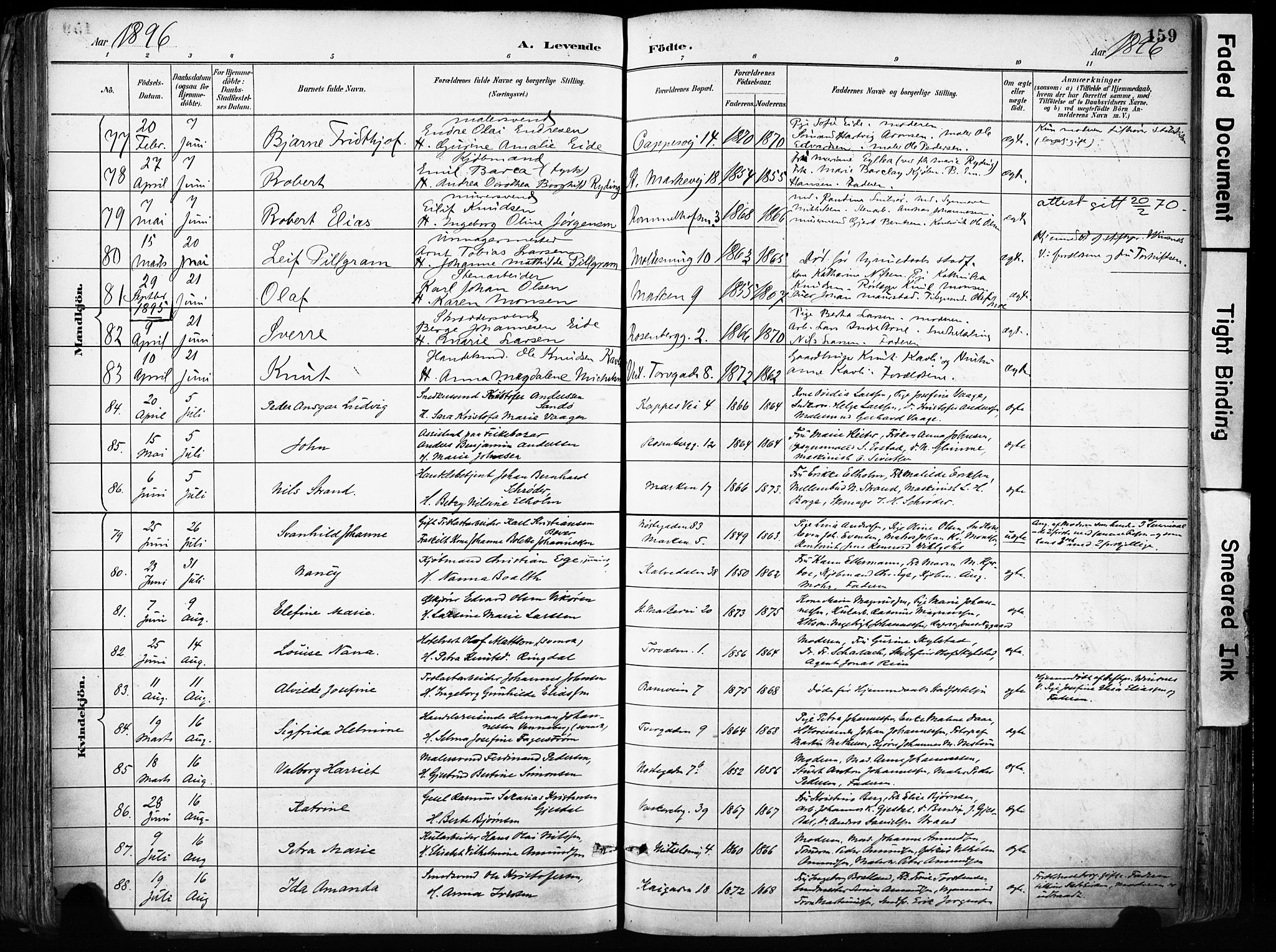 Domkirken sokneprestembete, SAB/A-74801/H/Haa/L0024: Parish register (official) no. B 7, 1888-1903, p. 159