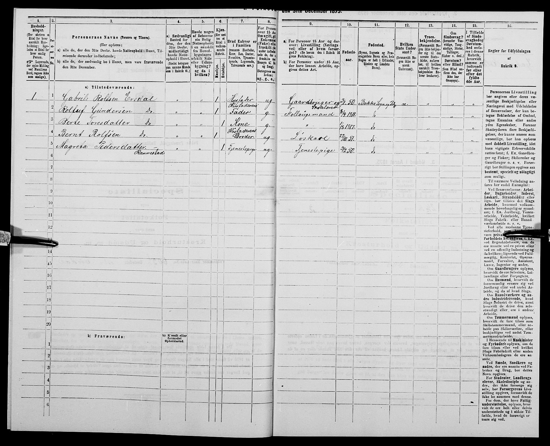 SAK, 1875 census for 1045P Bakke, 1875, p. 388