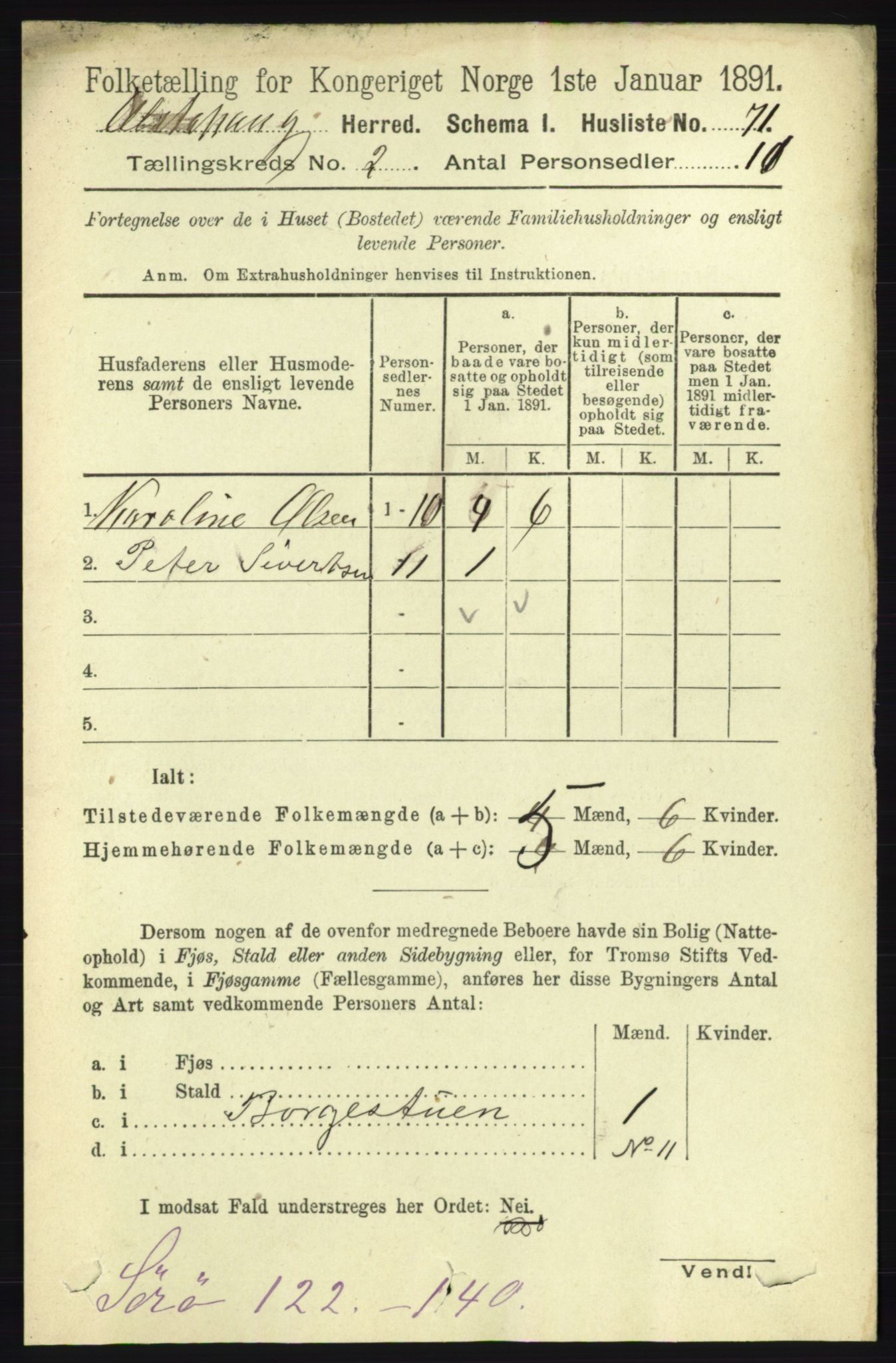 RA, 1891 census for 1820 Alstahaug, 1891, p. 495