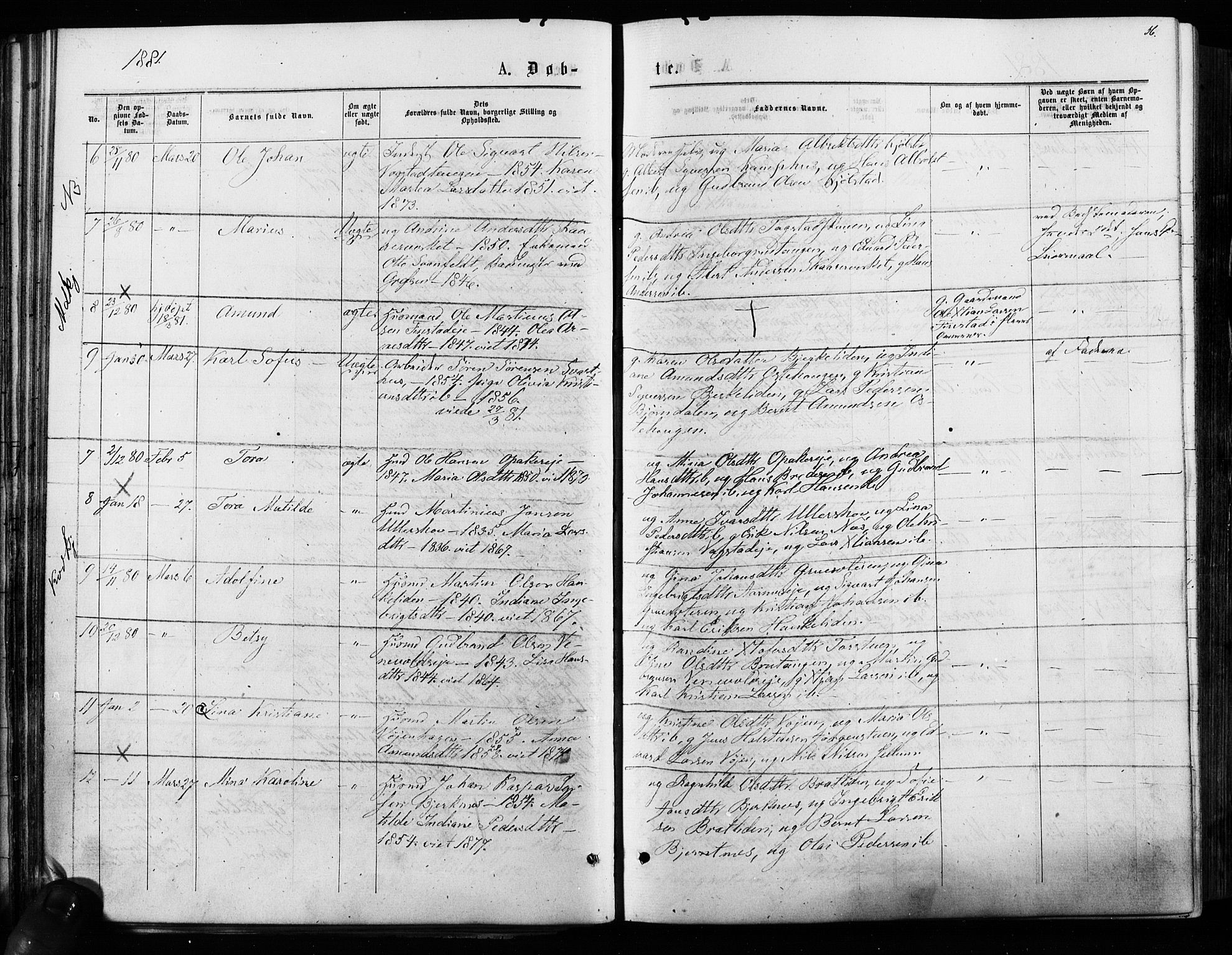 Nes prestekontor Kirkebøker, AV/SAO-A-10410/F/Fa/L0009: Parish register (official) no. I 9, 1875-1882, p. 56