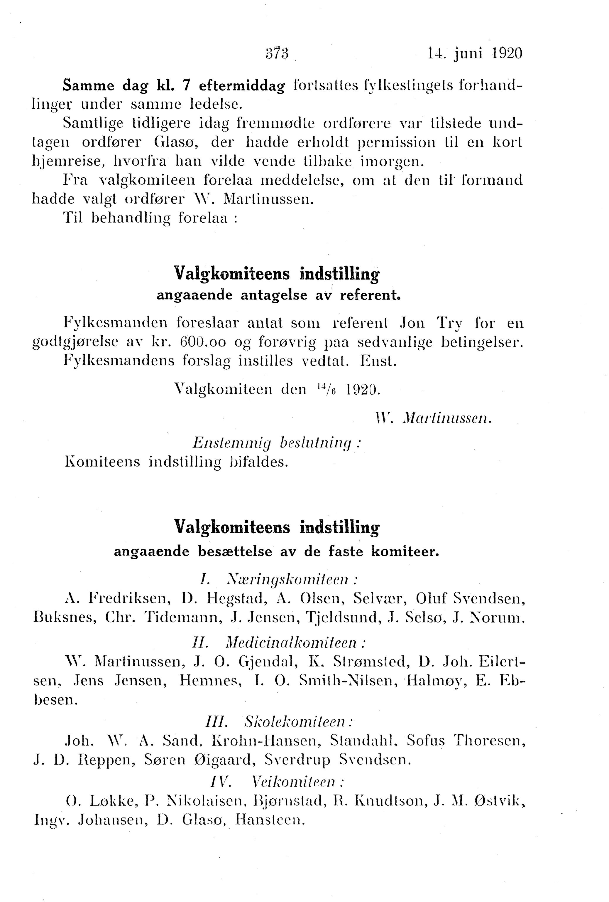 Nordland Fylkeskommune. Fylkestinget, AIN/NFK-17/176/A/Ac/L0043: Fylkestingsforhandlinger 1920, 1920