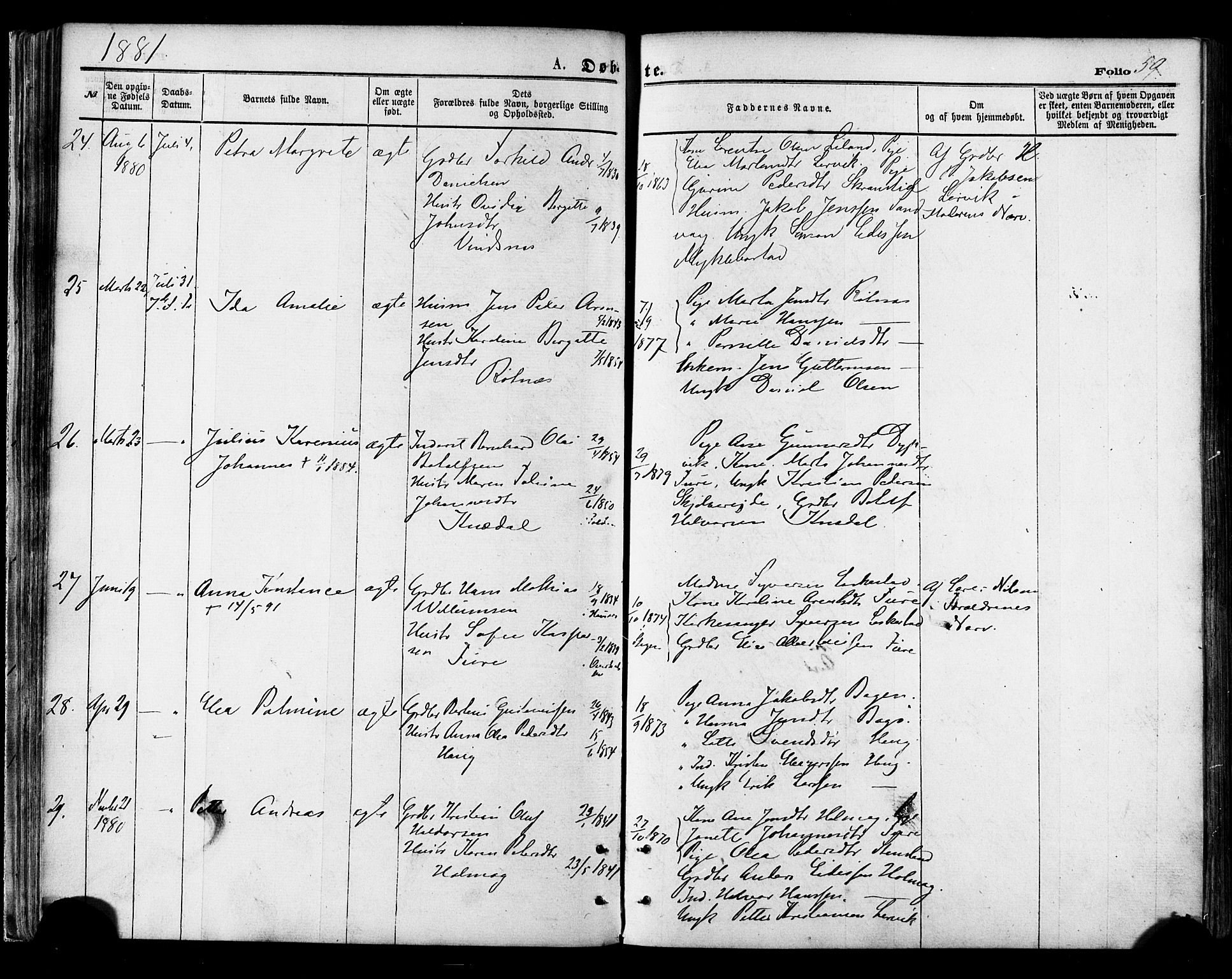 Ministerialprotokoller, klokkerbøker og fødselsregistre - Nordland, AV/SAT-A-1459/855/L0802: Parish register (official) no. 855A10, 1875-1886, p. 59