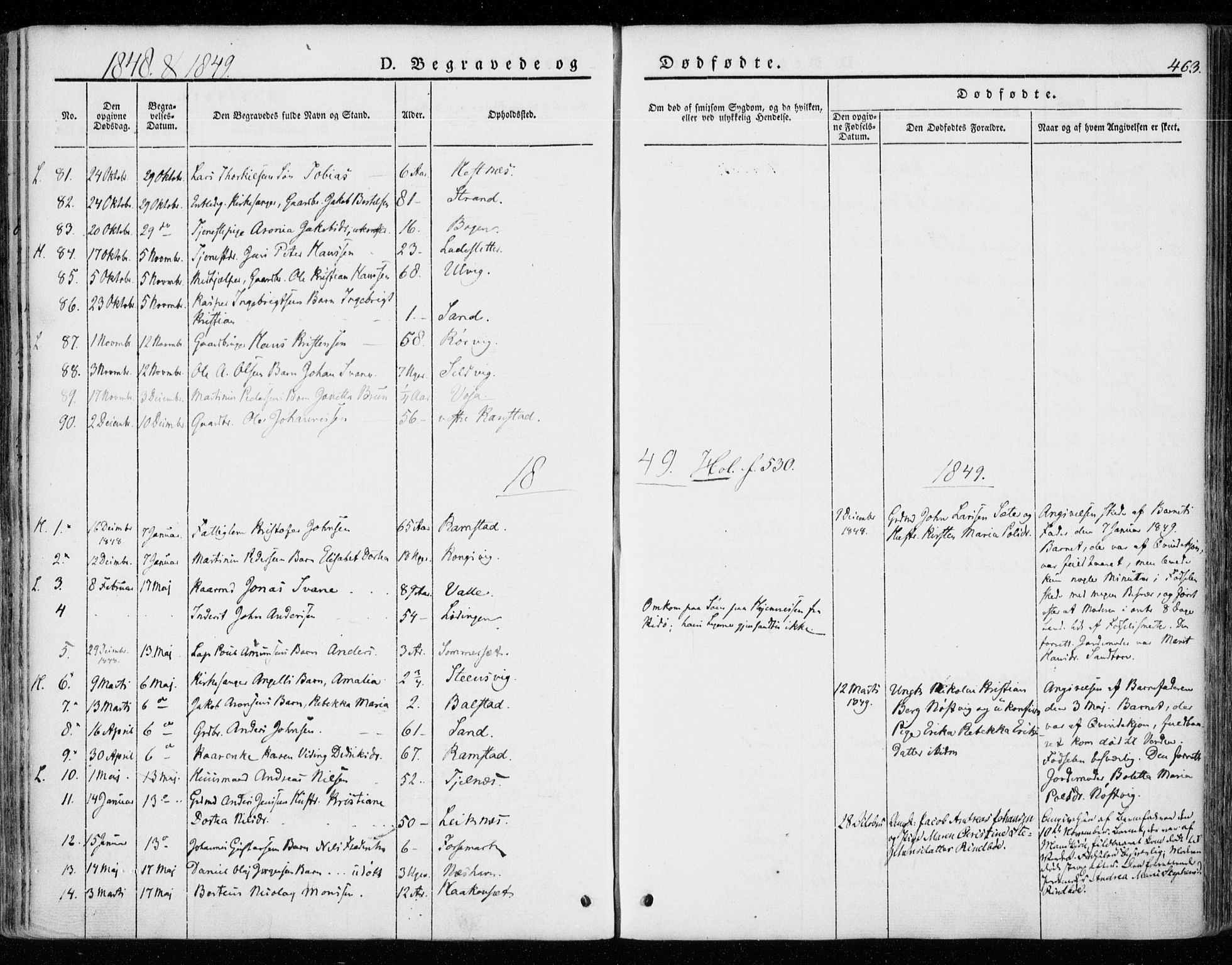 Ministerialprotokoller, klokkerbøker og fødselsregistre - Nordland, SAT/A-1459/872/L1033: Parish register (official) no. 872A08, 1840-1863, p. 463