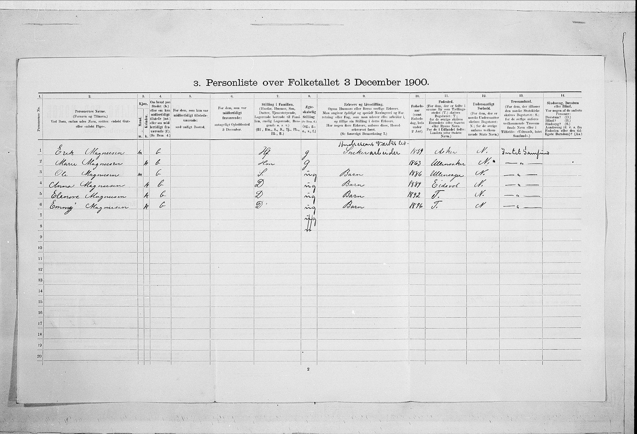 SAO, 1900 census for Kristiania, 1900, p. 109196