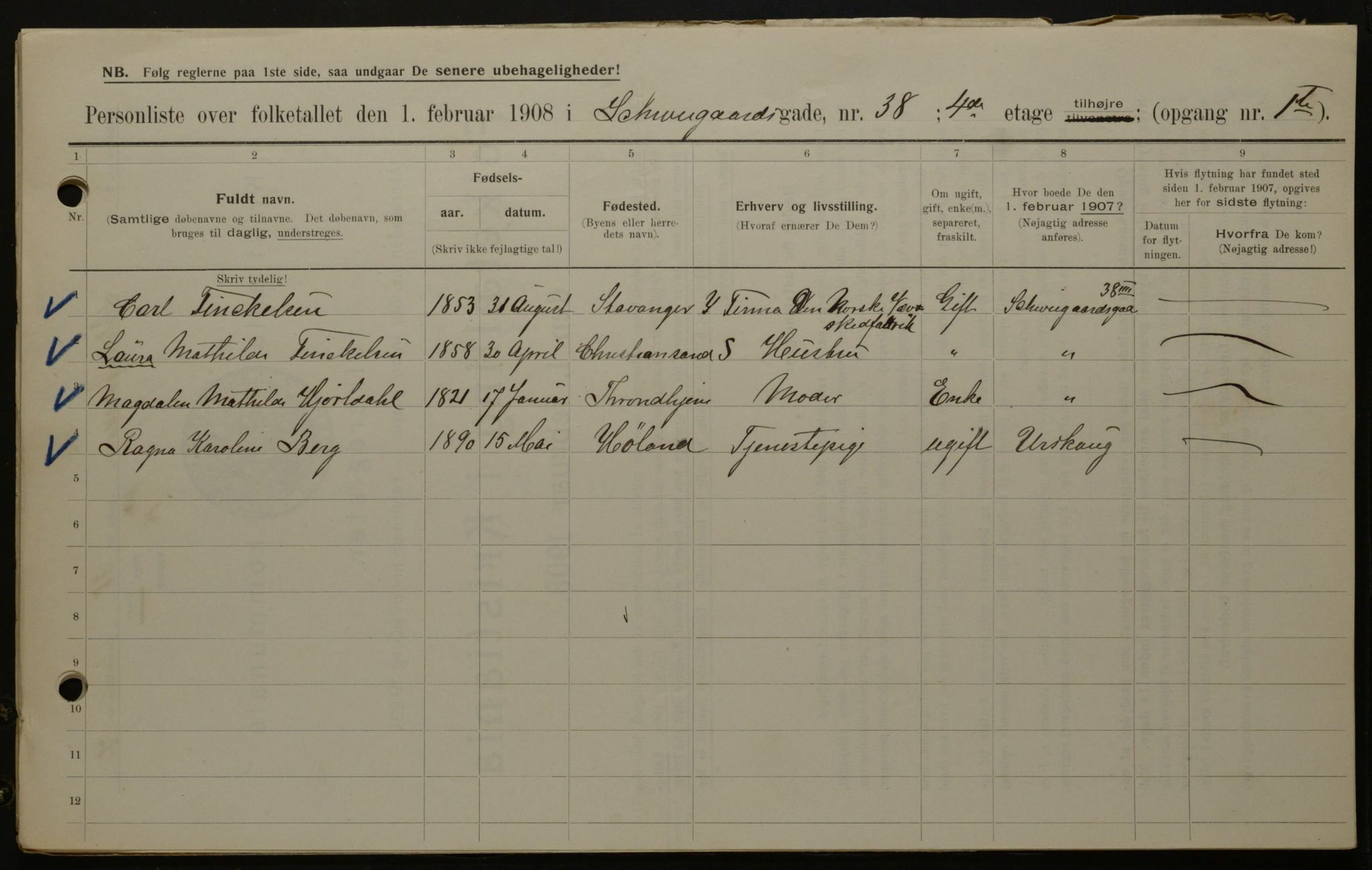 OBA, Municipal Census 1908 for Kristiania, 1908, p. 81821
