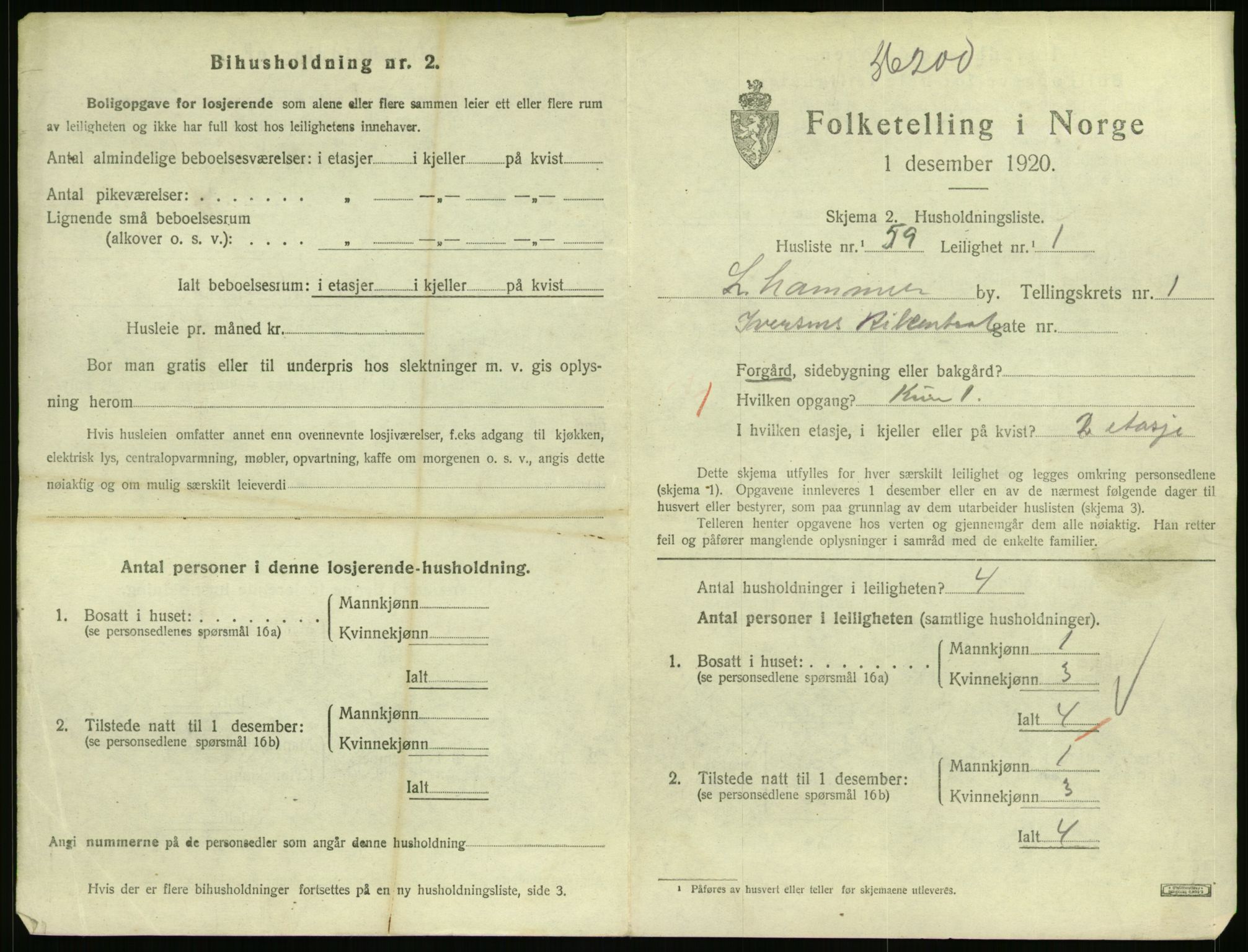 SAH, 1920 census for Lillehammer, 1920, p. 1514