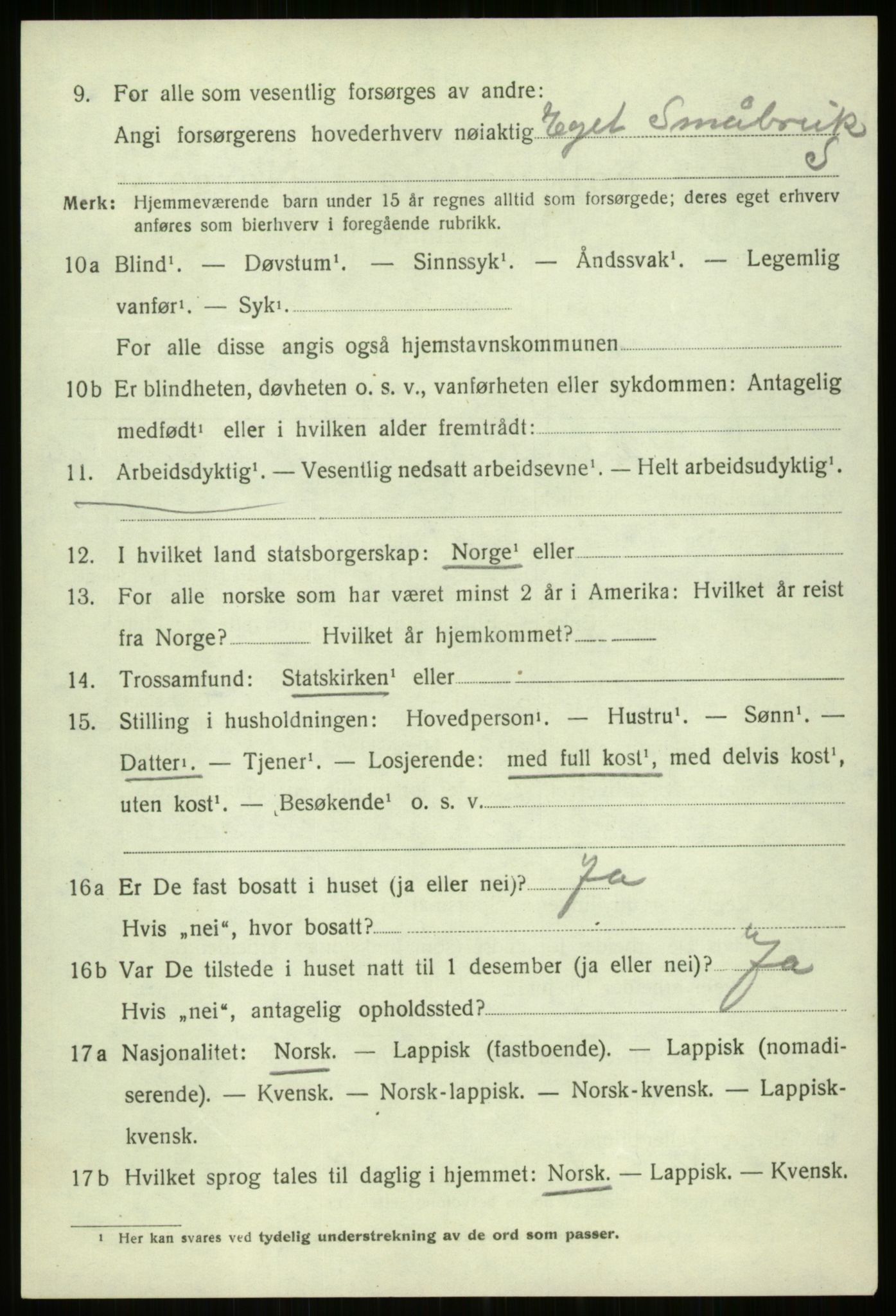 SATØ, 1920 census for Trondenes, 1920, p. 22168