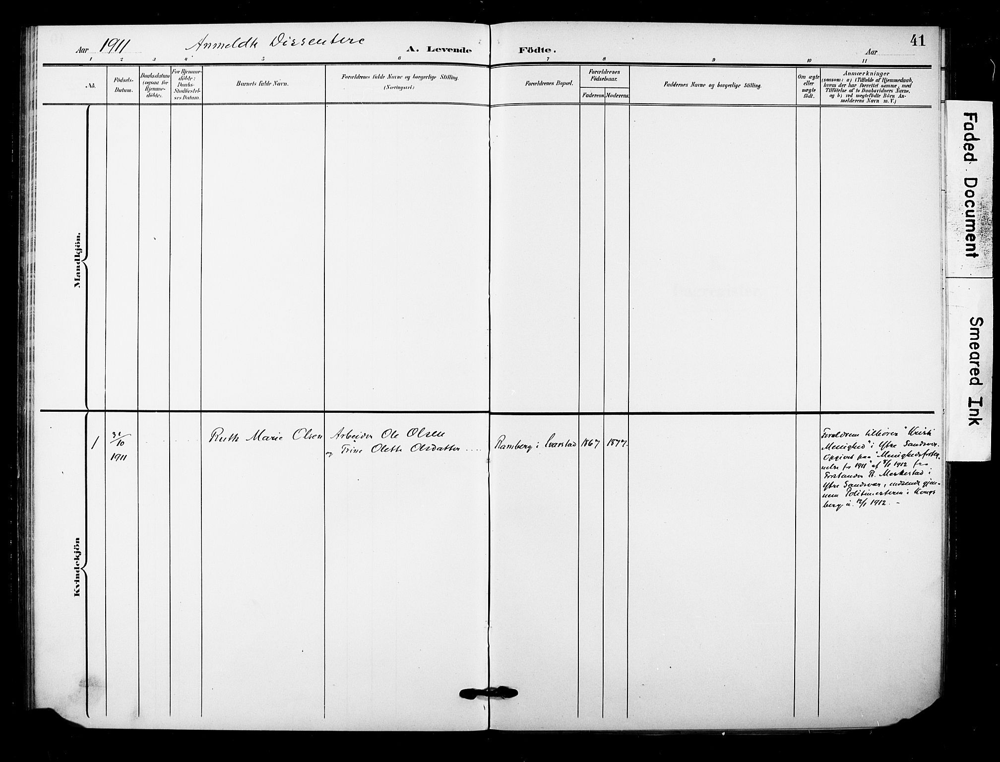 Lardal kirkebøker, AV/SAKO-A-350/F/Fb/L0002: Parish register (official) no. II 2, 1903-1911, p. 41