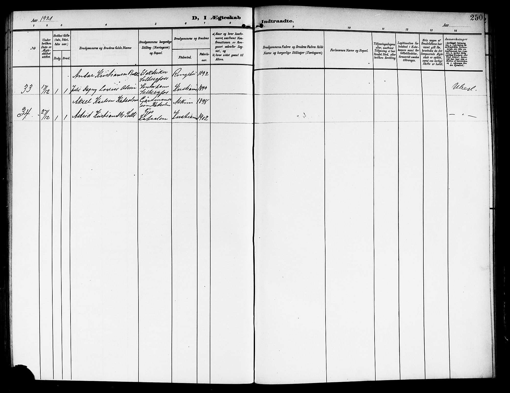 Askim prestekontor Kirkebøker, AV/SAO-A-10900/G/Ga/L0002: Parish register (copy) no. 2, 1903-1921, p. 250