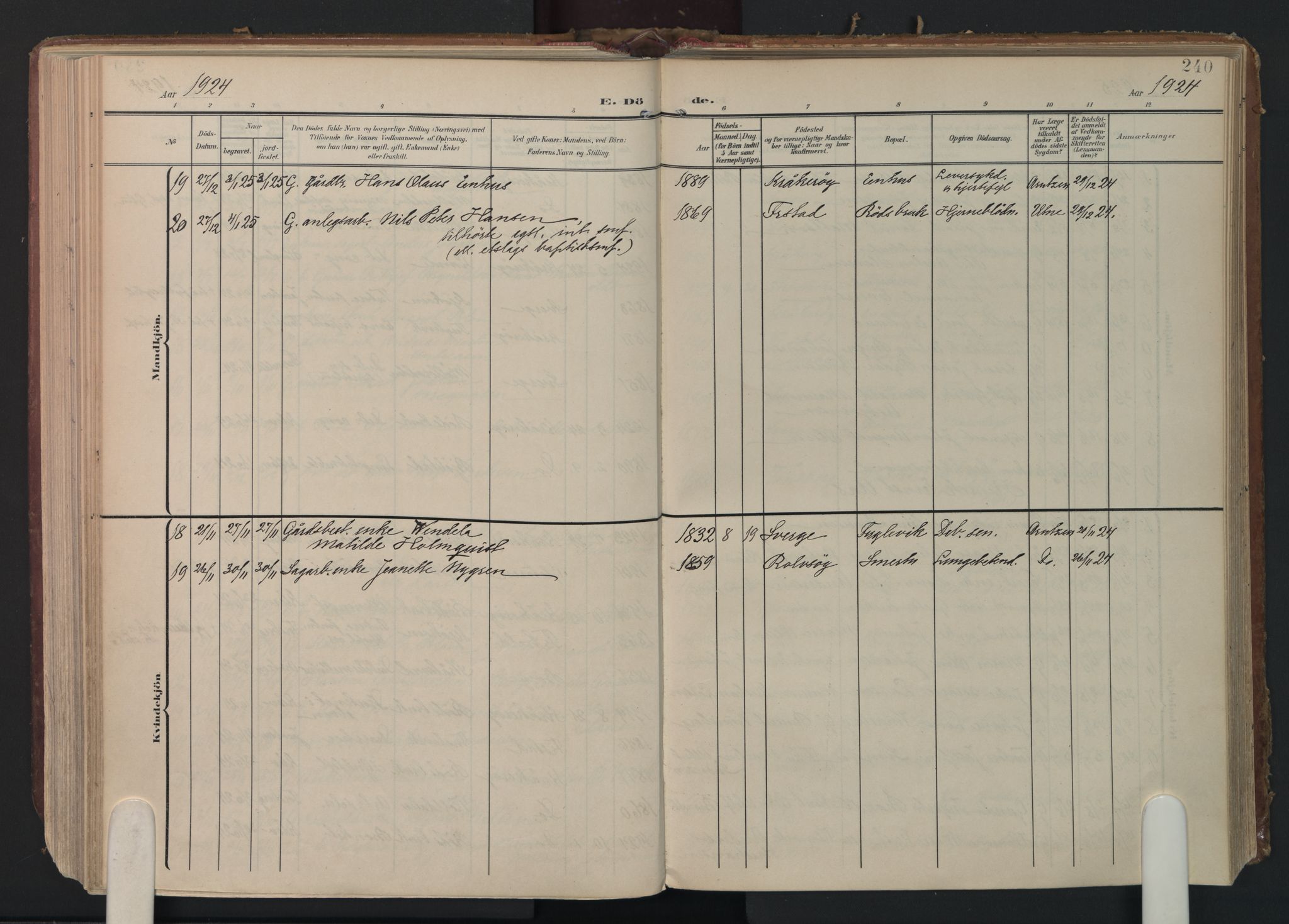 Kråkerøy prestekontor Kirkebøker, AV/SAO-A-10912/F/Fa/L0004: Parish register (official) no. 4, 1908-1965, p. 240