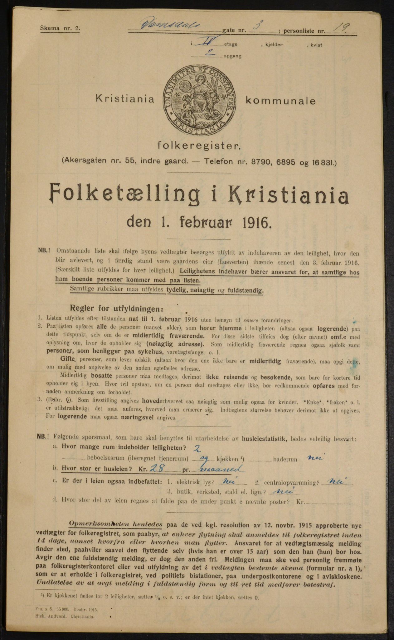 OBA, Municipal Census 1916 for Kristiania, 1916, p. 85348