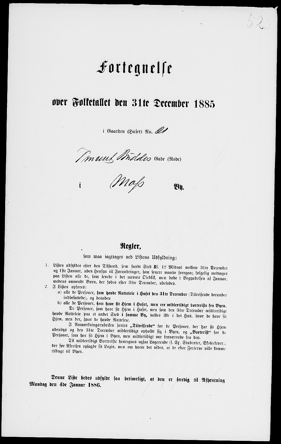 RA, 1885 census for 0104 Moss, 1885, p. 1157