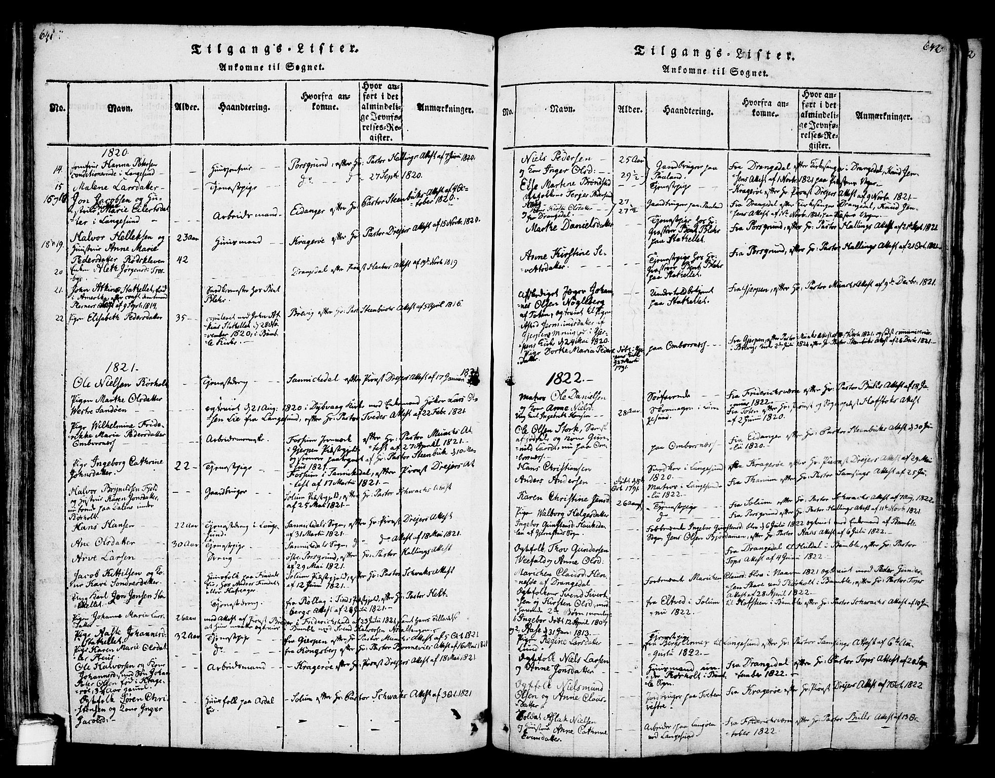 Bamble kirkebøker, SAKO/A-253/F/Fa/L0003: Parish register (official) no. I 3 /1, 1814-1834, p. 641-642