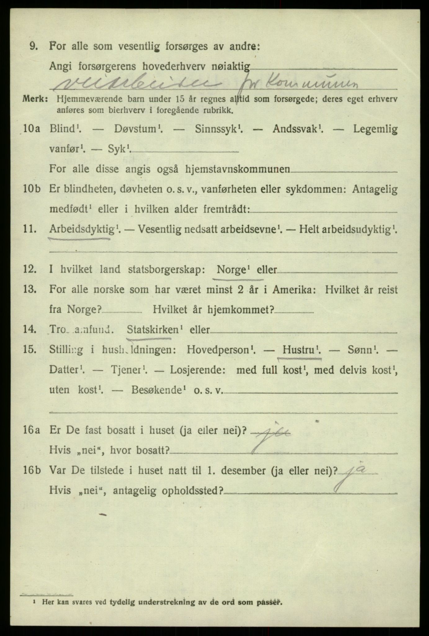 SAB, 1920 census for Odda, 1920, p. 4196