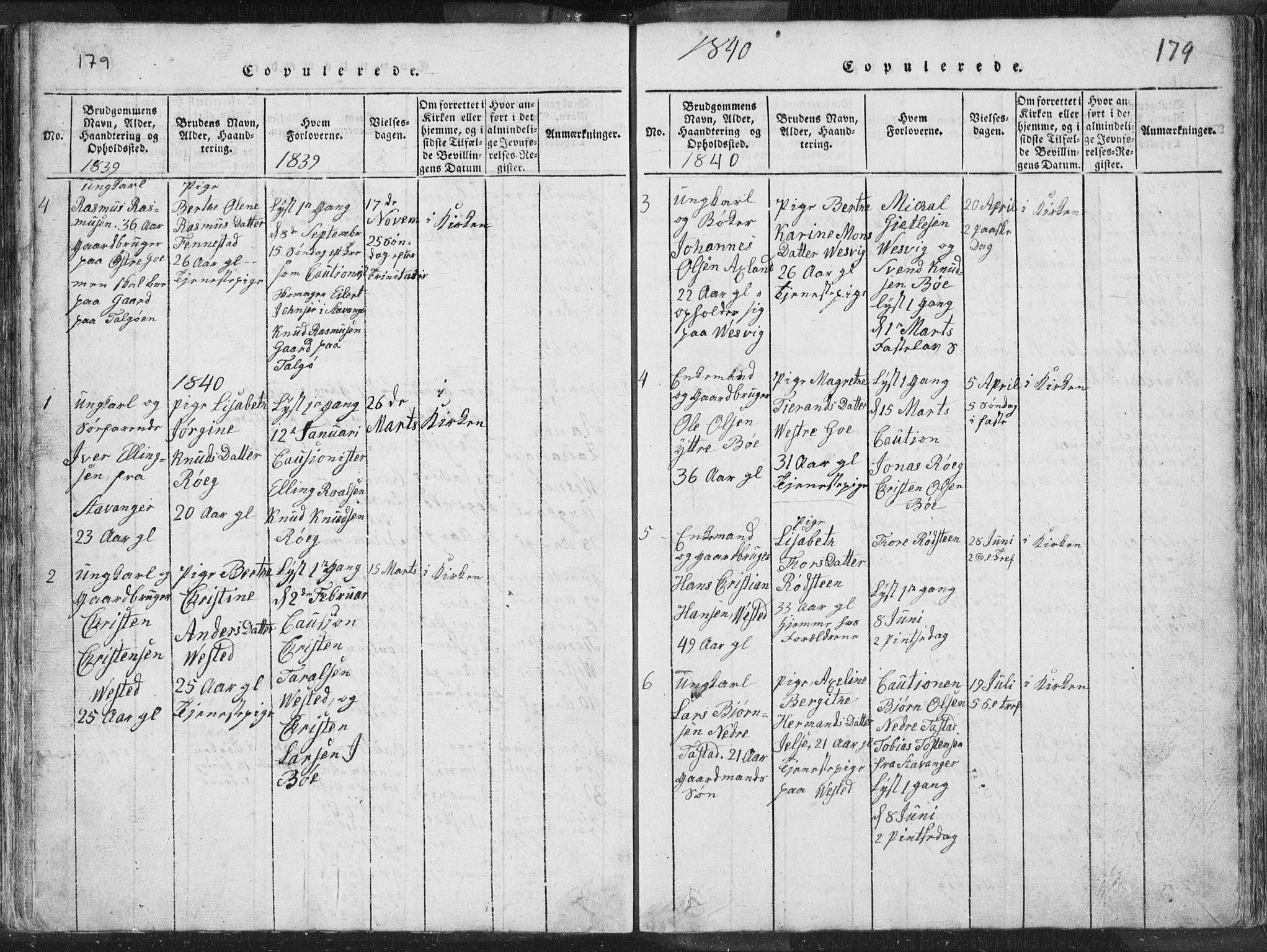 Hetland sokneprestkontor, AV/SAST-A-101826/30/30BA/L0001: Parish register (official) no. A 1, 1816-1856, p. 179