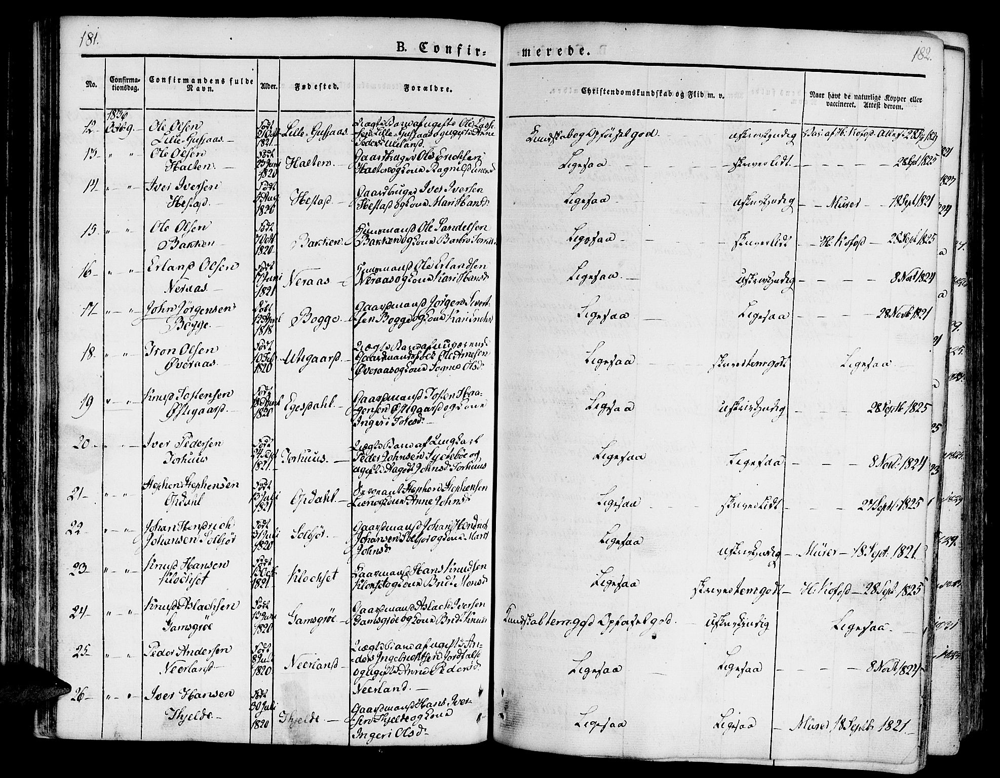 Ministerialprotokoller, klokkerbøker og fødselsregistre - Møre og Romsdal, AV/SAT-A-1454/551/L0624: Parish register (official) no. 551A04, 1831-1845, p. 181-182