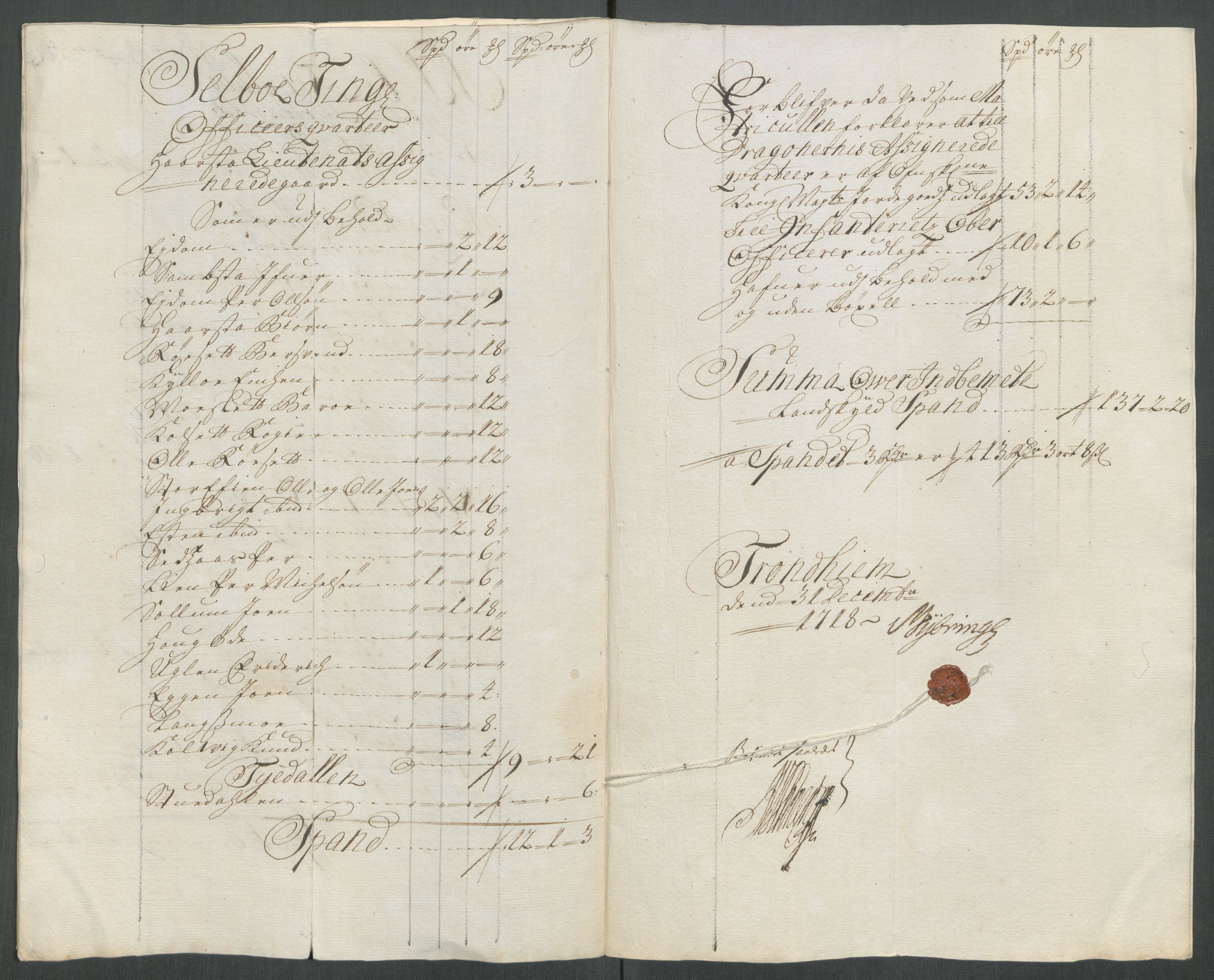 Rentekammeret inntil 1814, Reviderte regnskaper, Fogderegnskap, RA/EA-4092/R61/L4116: Fogderegnskap Strinda og Selbu, 1717-1718, p. 419