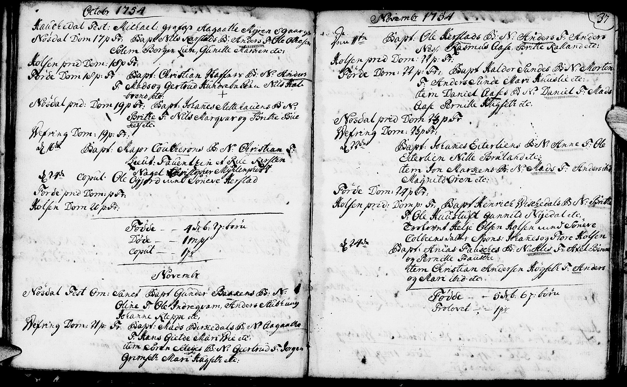 Førde sokneprestembete, AV/SAB-A-79901/H/Haa/Haaa/L0003: Parish register (official) no. A 3, 1749-1764, p. 37