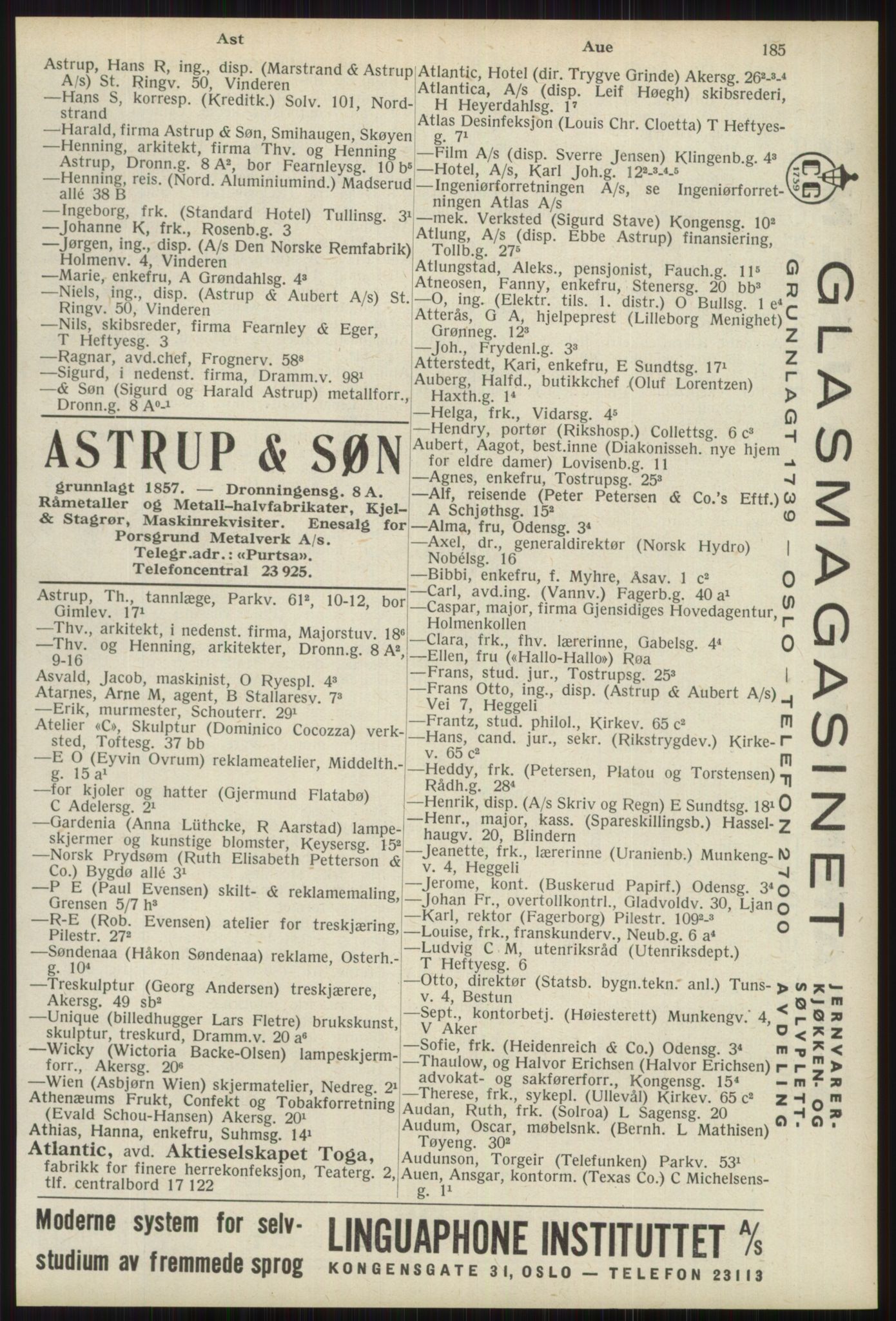Kristiania/Oslo adressebok, PUBL/-, 1939, p. 185