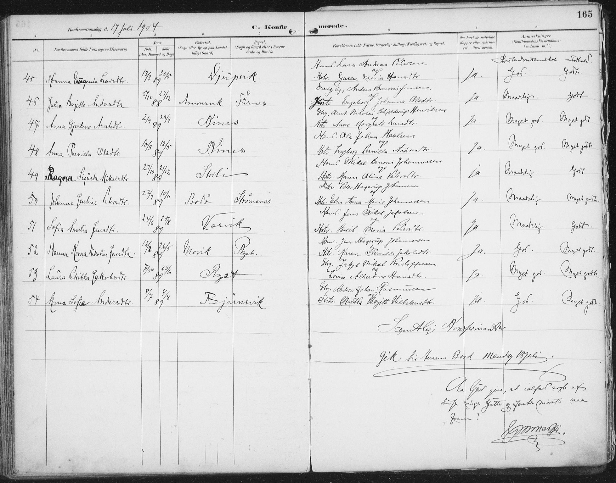 Ministerialprotokoller, klokkerbøker og fødselsregistre - Nordland, SAT/A-1459/854/L0779: Parish register (official) no. 854A02, 1892-1909, p. 165