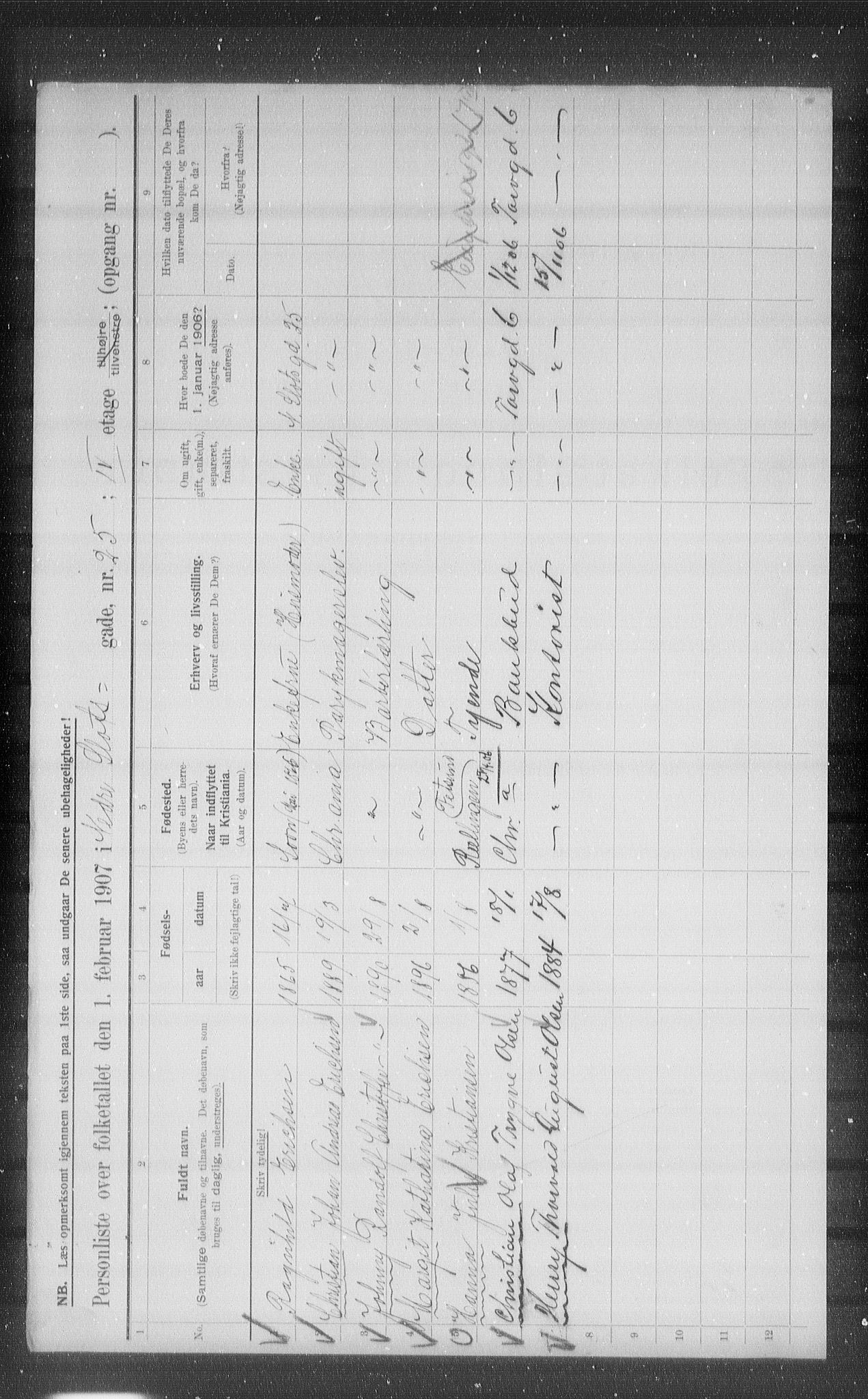 OBA, Municipal Census 1907 for Kristiania, 1907, p. 35544