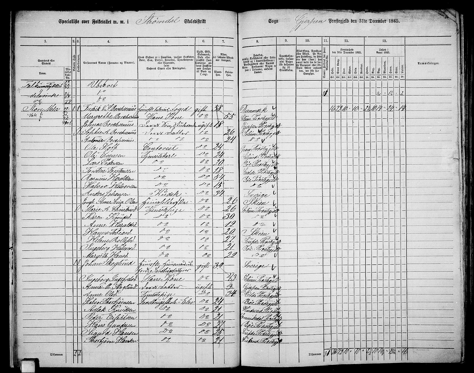 RA, 1865 census for Gjerpen, 1865, p. 26