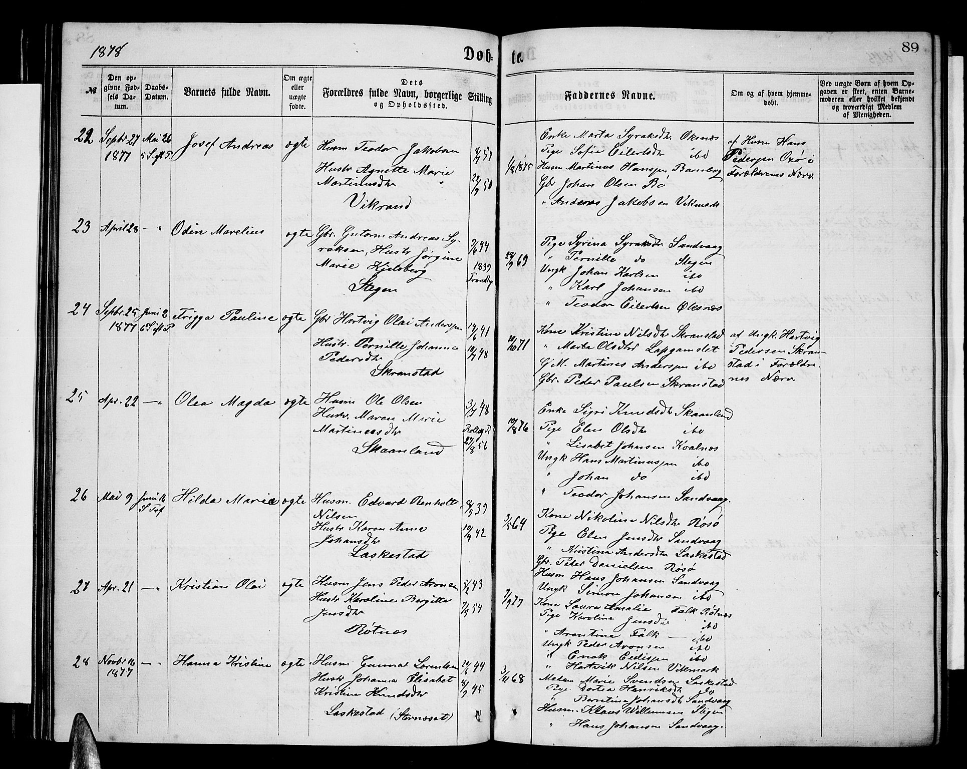 Ministerialprotokoller, klokkerbøker og fødselsregistre - Nordland, AV/SAT-A-1459/855/L0815: Parish register (copy) no. 855C04, 1865-1878, p. 89