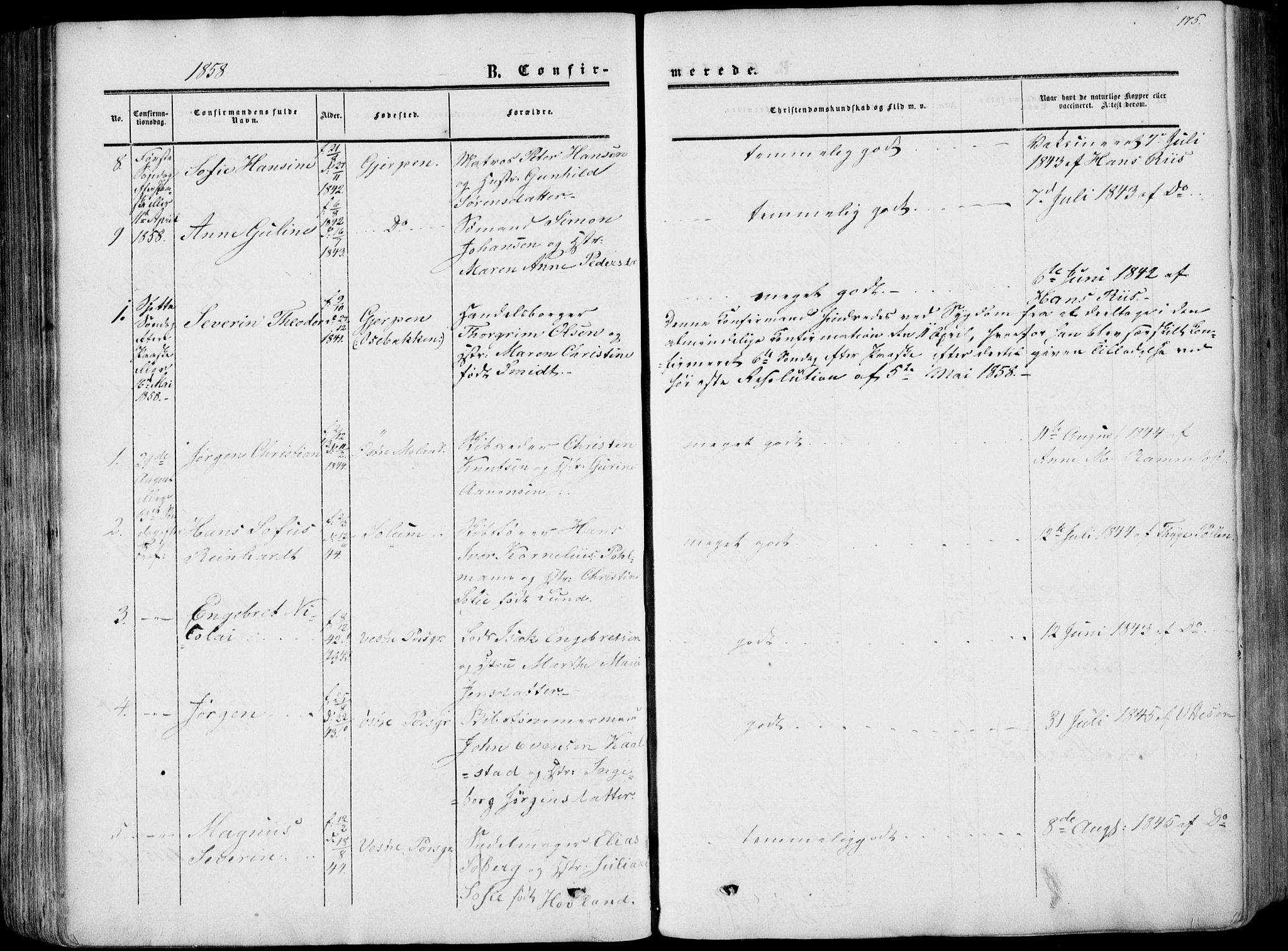 Porsgrunn kirkebøker , AV/SAKO-A-104/F/Fa/L0007: Parish register (official) no. 7, 1858-1877, p. 175