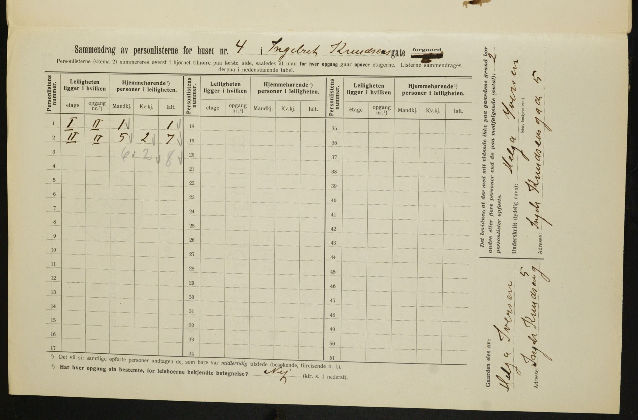 OBA, Municipal Census 1913 for Kristiania, 1913, p. 43650