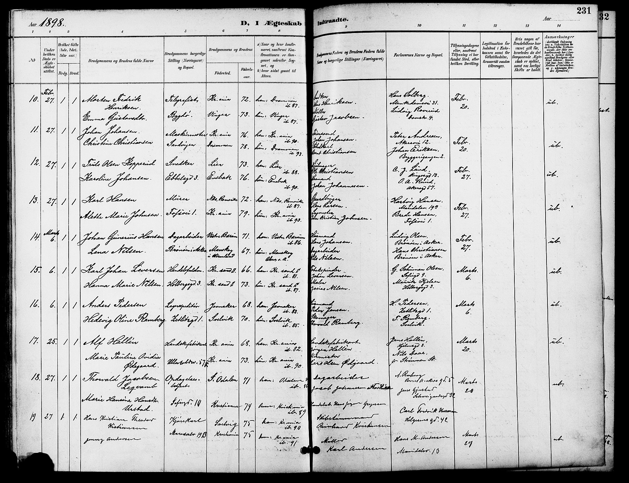 Gamle Aker prestekontor Kirkebøker, SAO/A-10617a/F/L0009: Parish register (official) no. 9, 1890-1898, p. 231