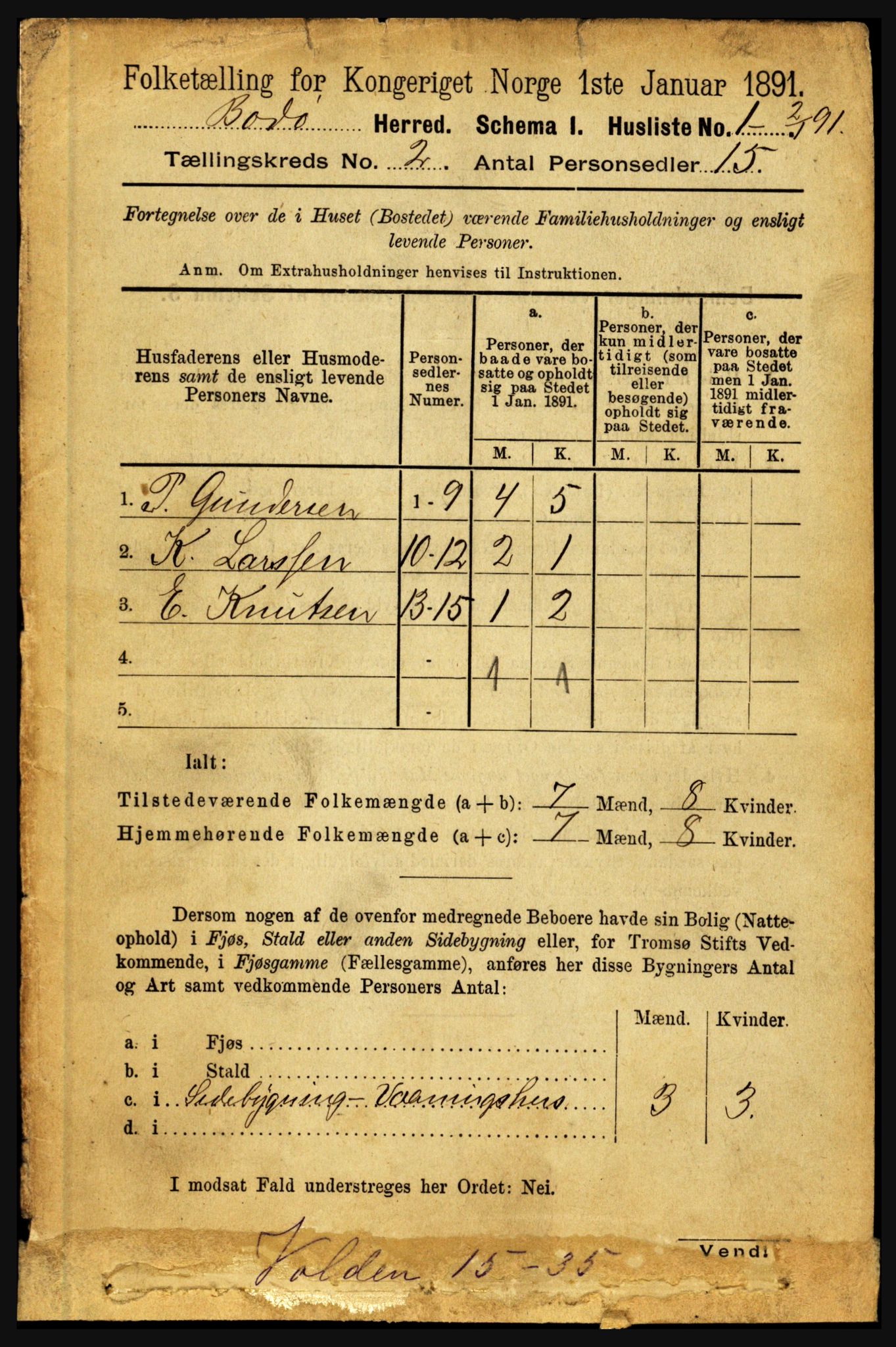 RA, 1891 census for 1843 Bodø, 1891, p. 562