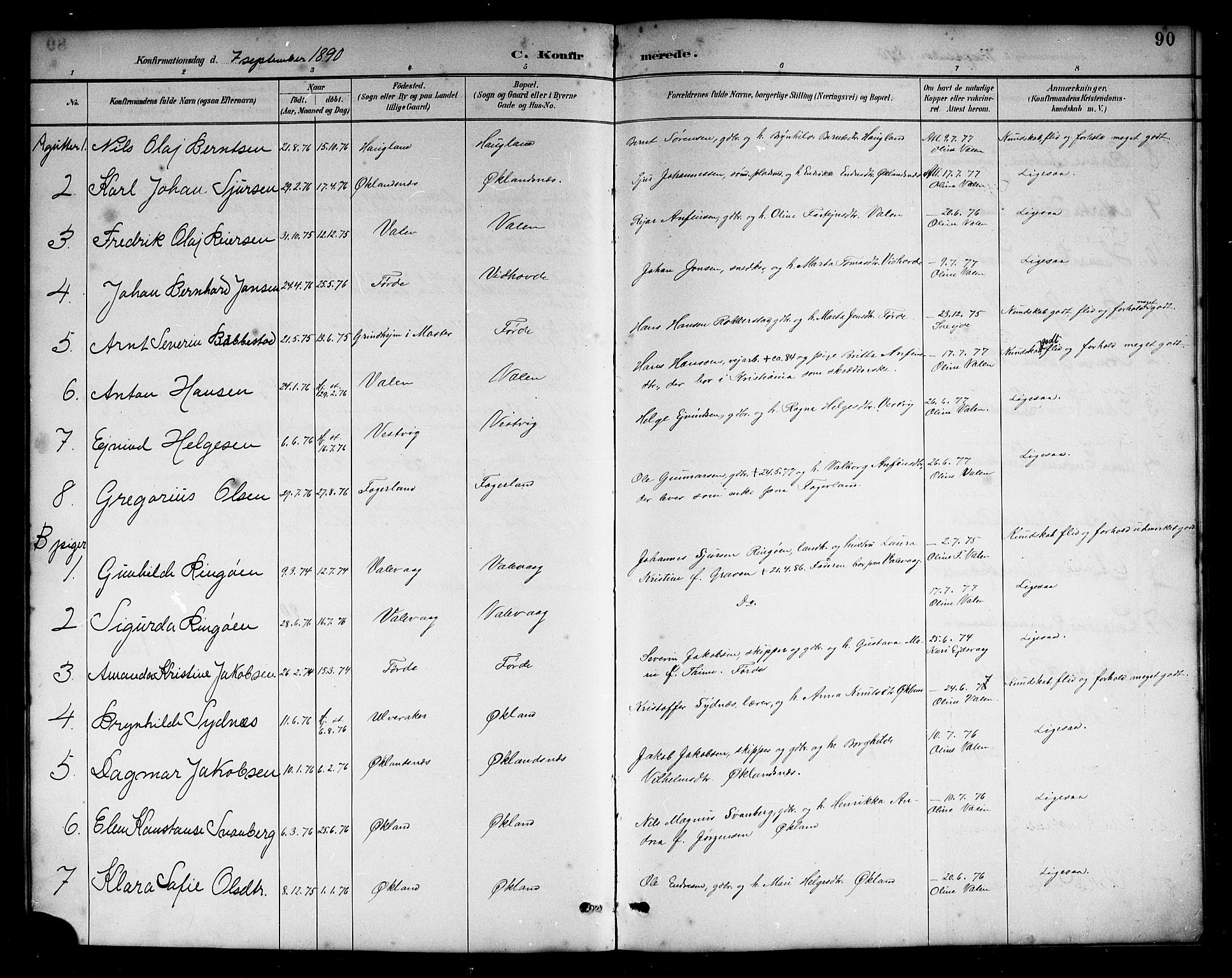 Sveio Sokneprestembete, AV/SAB-A-78501/H/Hab: Parish register (copy) no. B 2, 1887-1911, p. 90