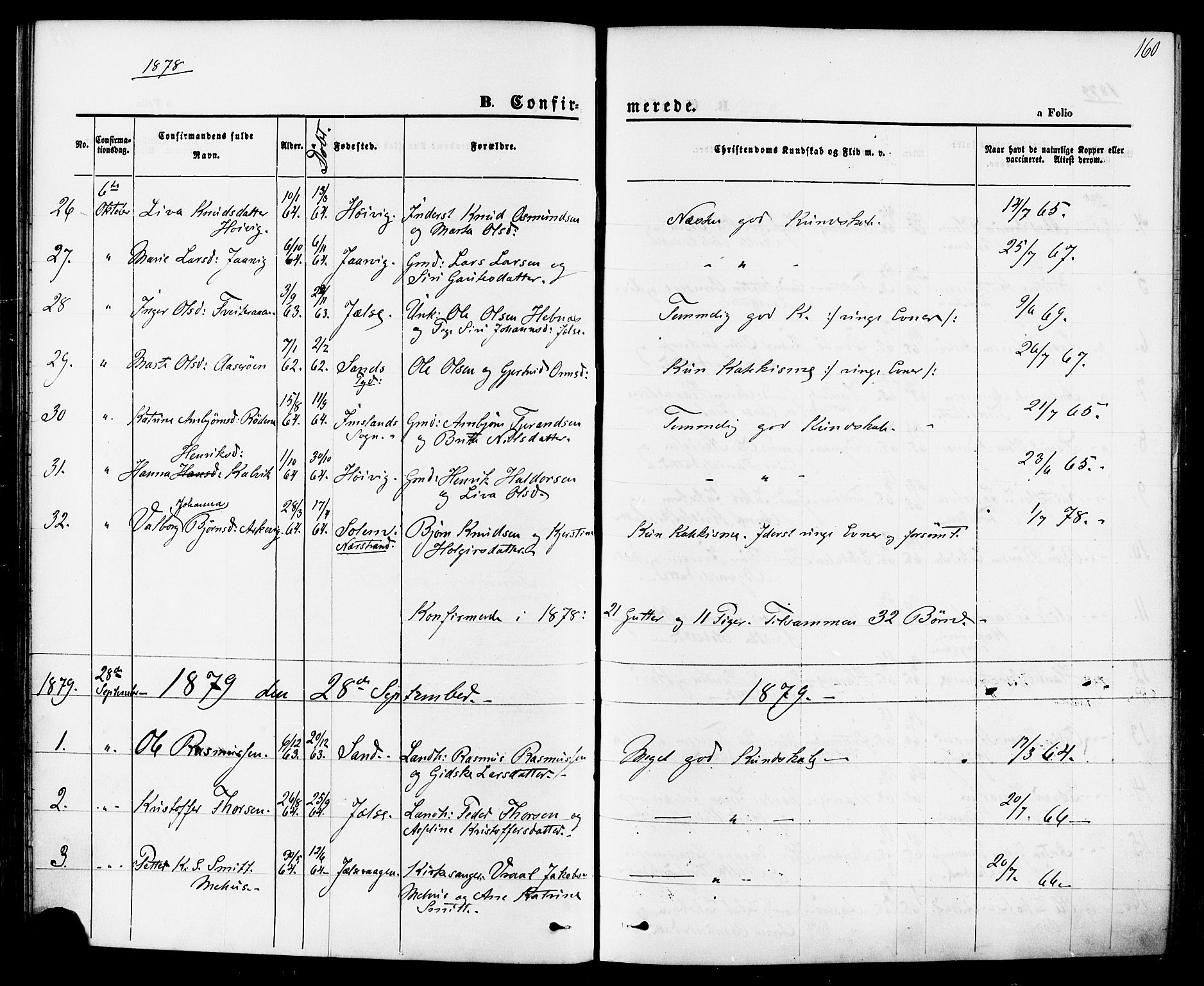 Jelsa sokneprestkontor, SAST/A-101842/01/IV: Parish register (official) no. A 8, 1867-1883, p. 160